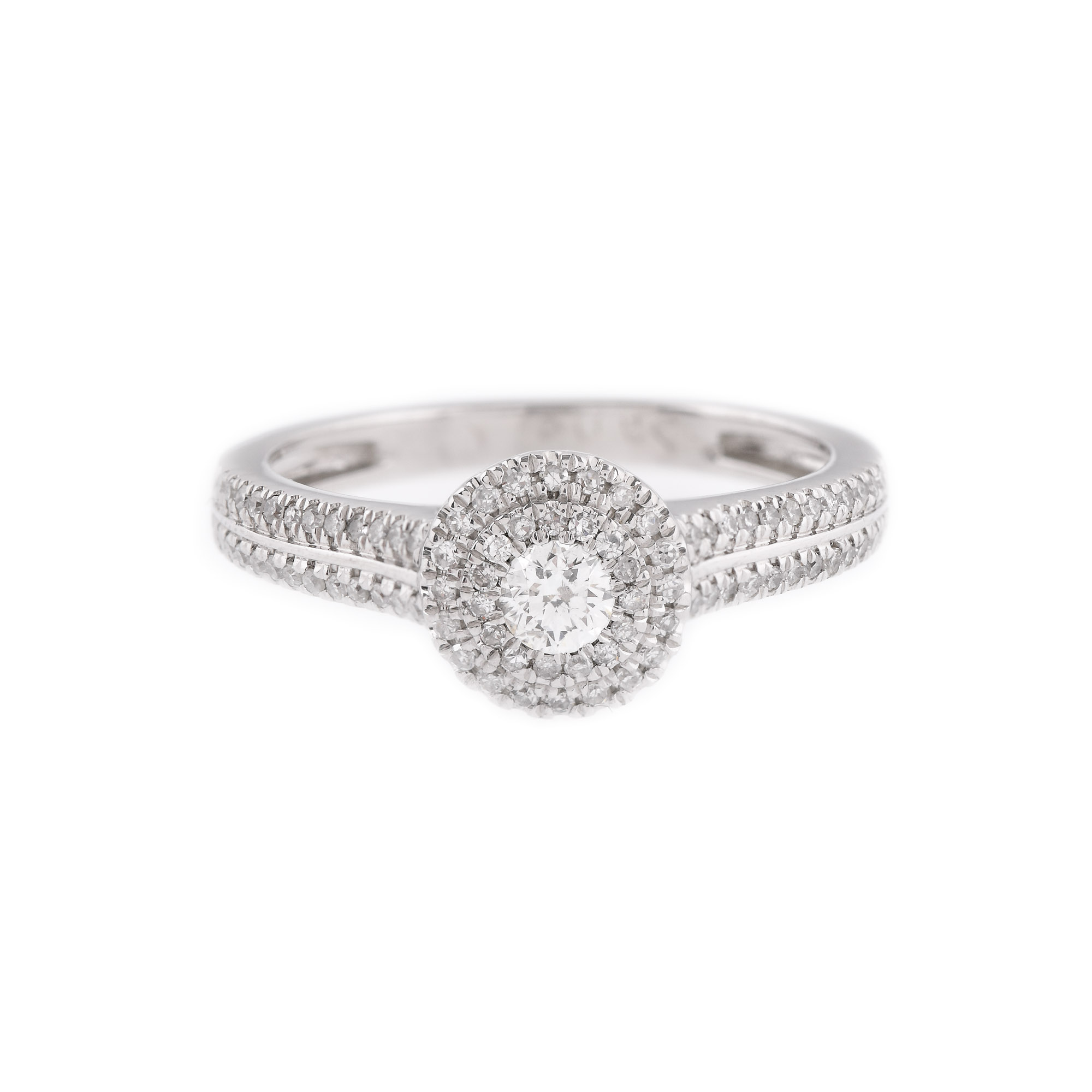 White gold ring, decorated with diamonds