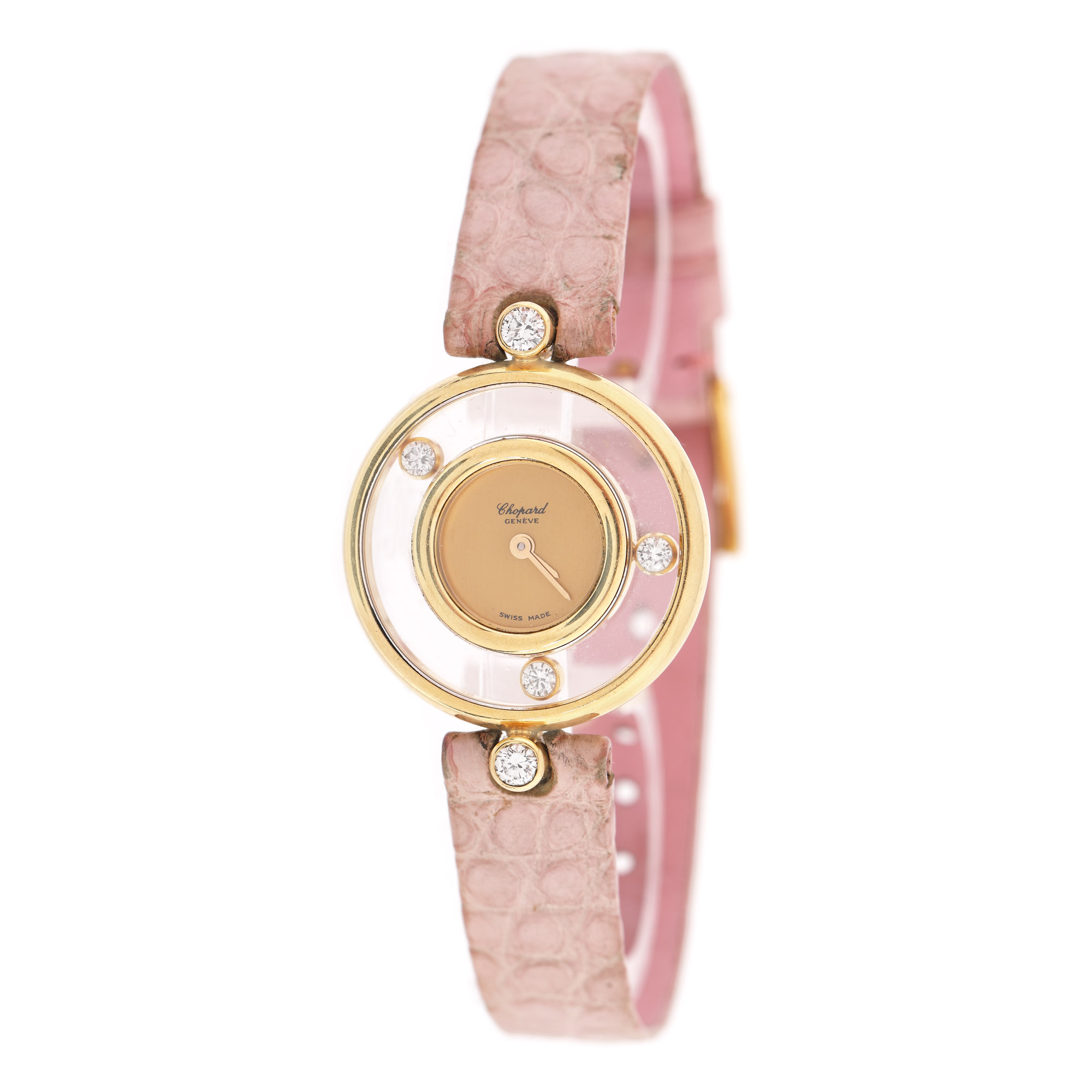 Ceas Chopard Happy Diamonds, din aur, de mână, de damă, decorat cu diamante mobile