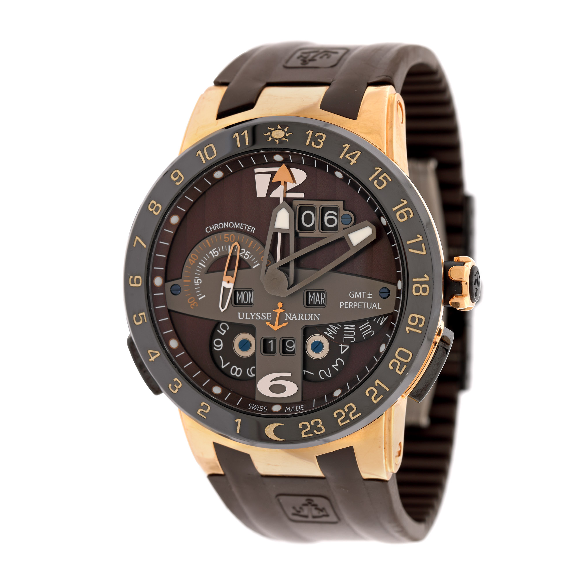 Ceas Ulysse Nardin El Toro Perpetual Calendar, din aur, de mână, bărbătesc, însoțit de cutie originală