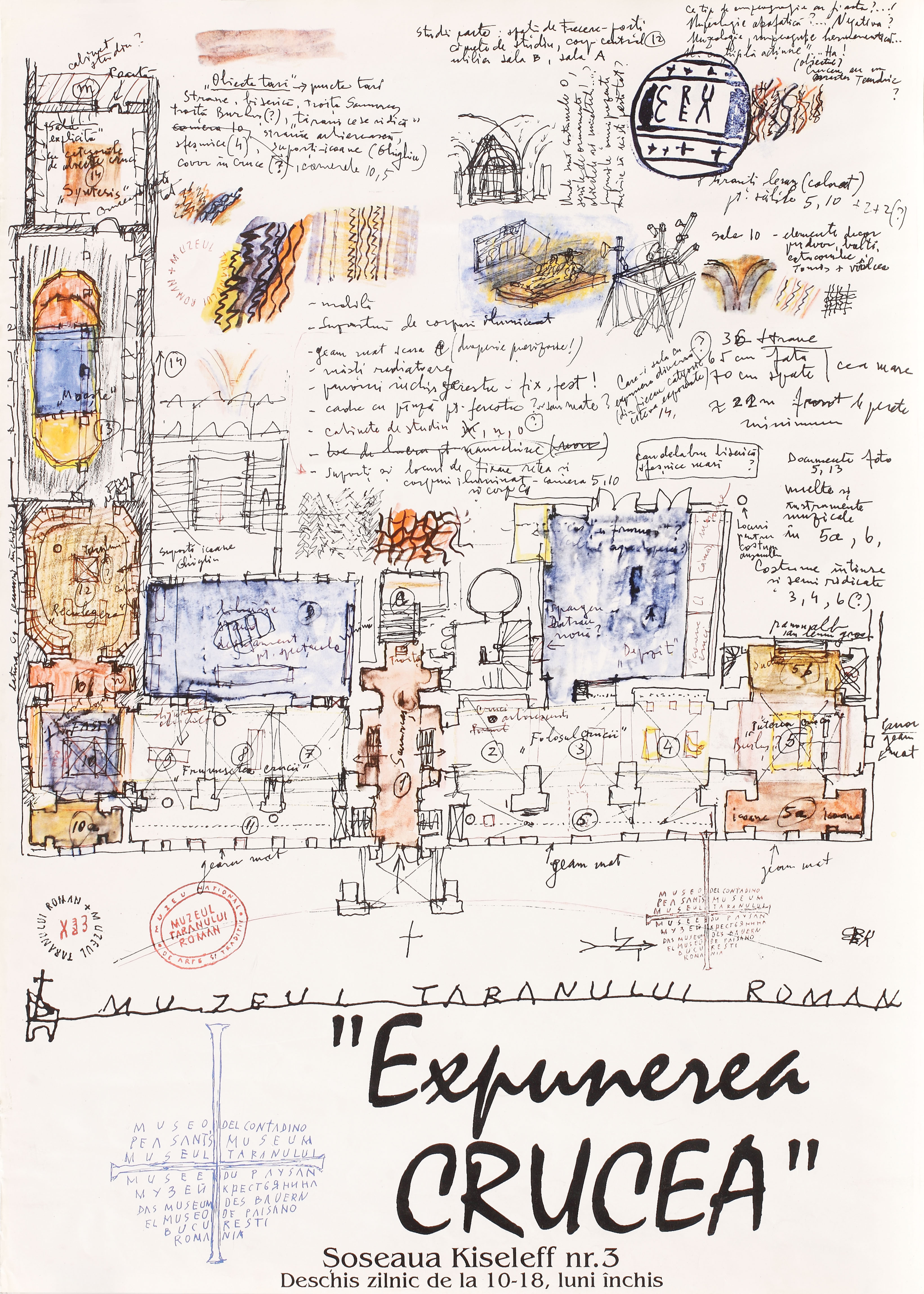 Afișul expoziţiei ”Expunerea crucea”, Muzeul Țăranului Român, Bucureşti, 1993
