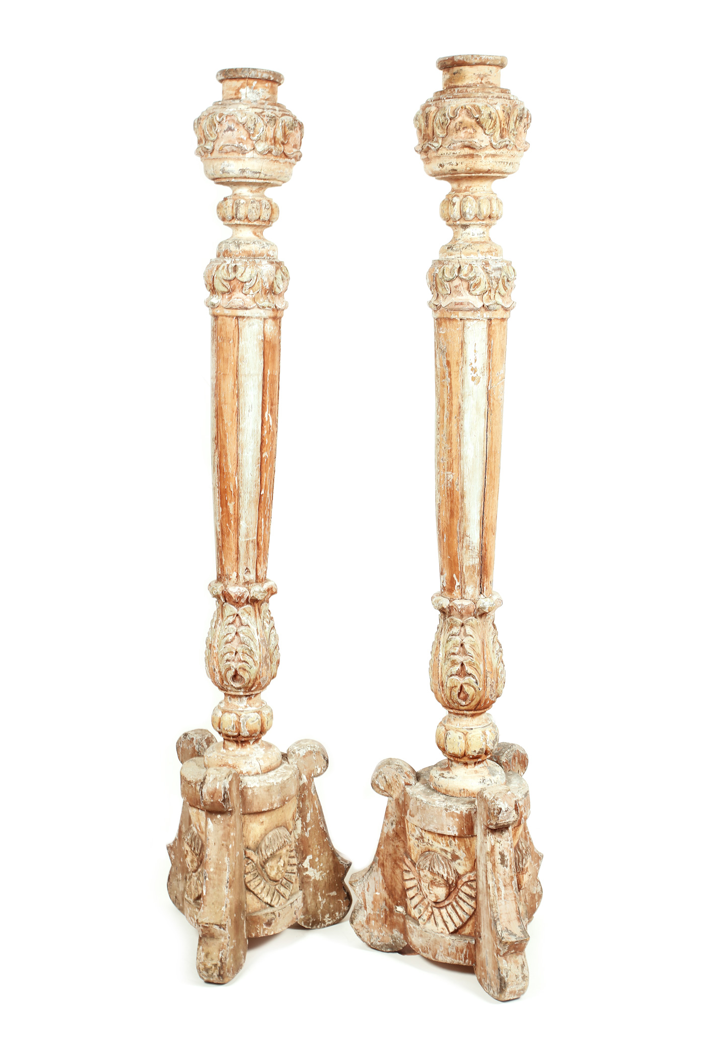 A pair of Venetian decorative carved torche holders, first half of the XXth Century