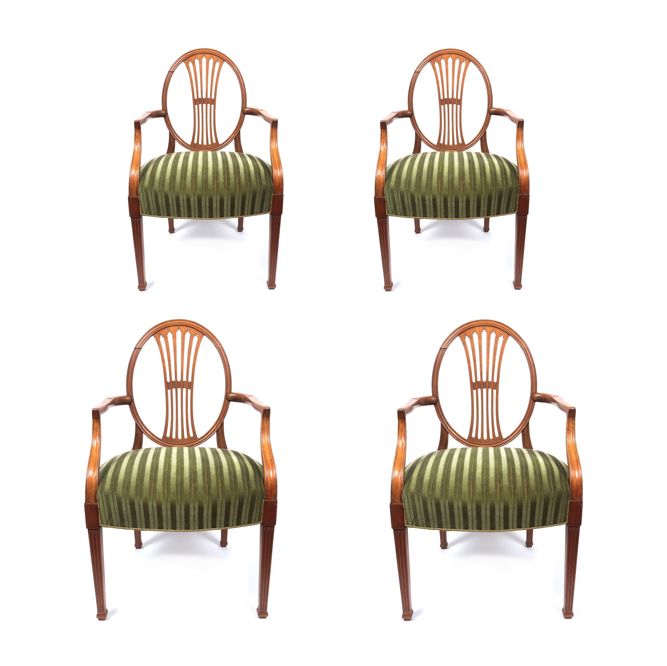 Four Hepplewhite chairs, Regency manner, approx. 1890-1900