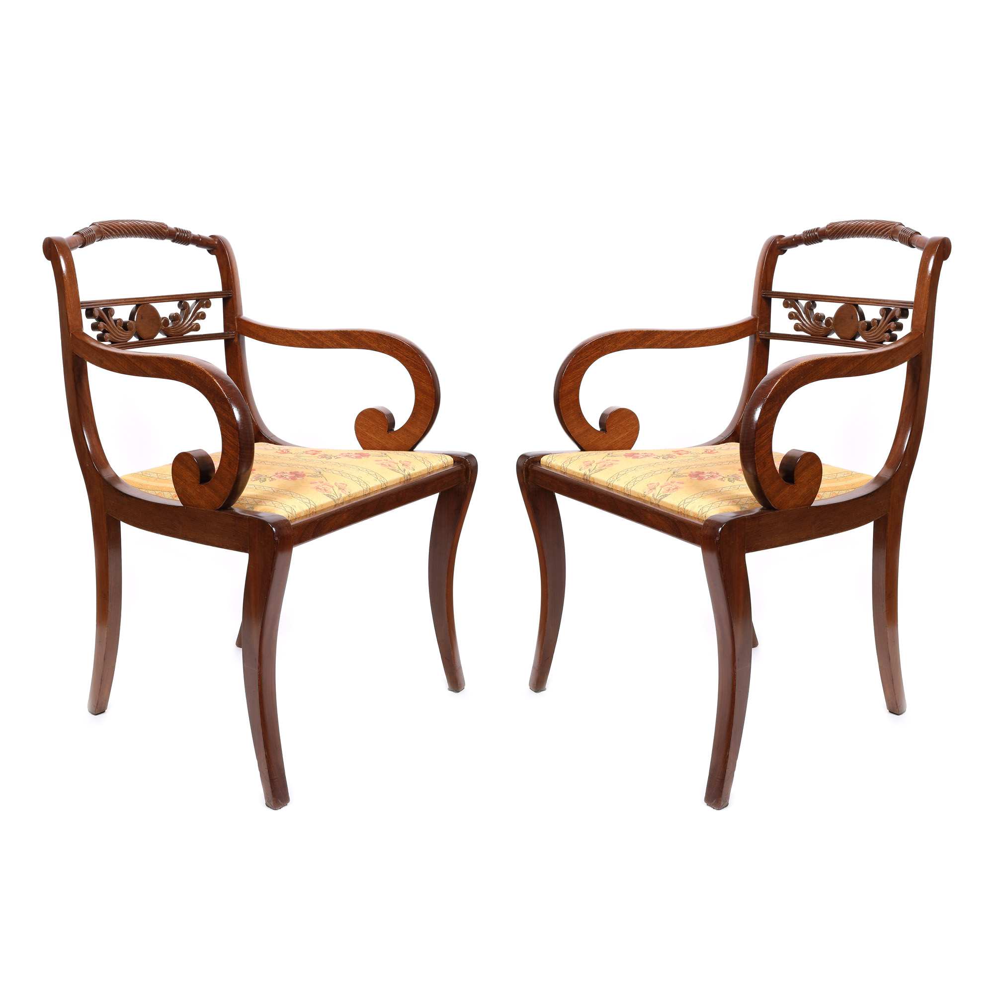 Pair of Régence style armchairs, solid cashew wood, approx. 1900