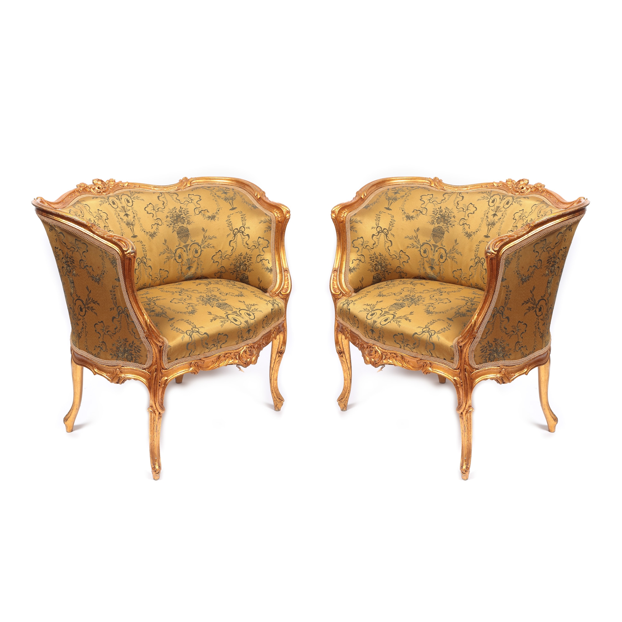 Pair of bergère armchairs in Neo-Rococo manner