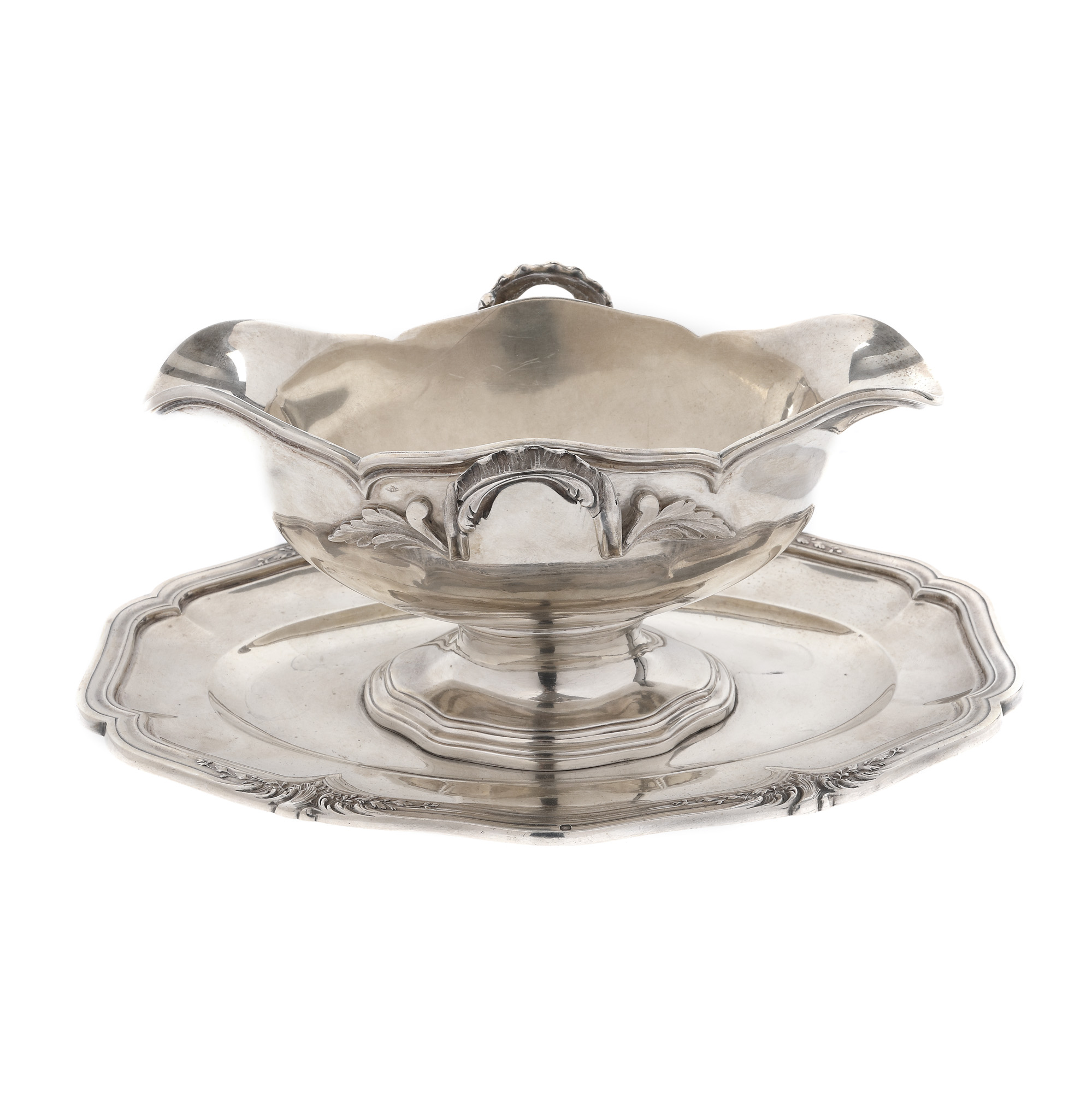 Puiforcat silver sauce bowl, decorated with plant motifs, approx. 1880
