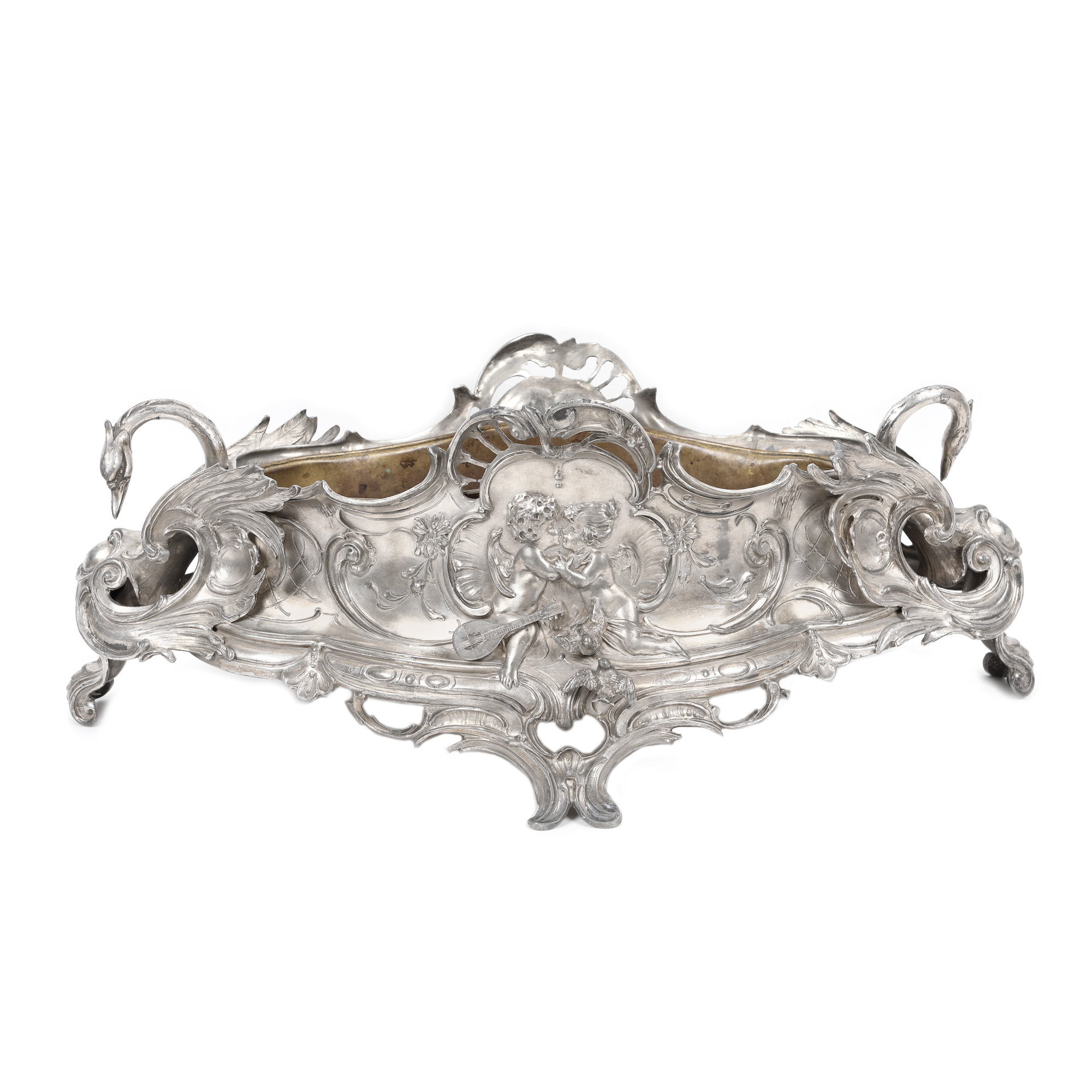 Jardinieră Neo-Rococo, bogat decorată cu putti, motive vegetale și lebede, prima jumătate a sec. XIX