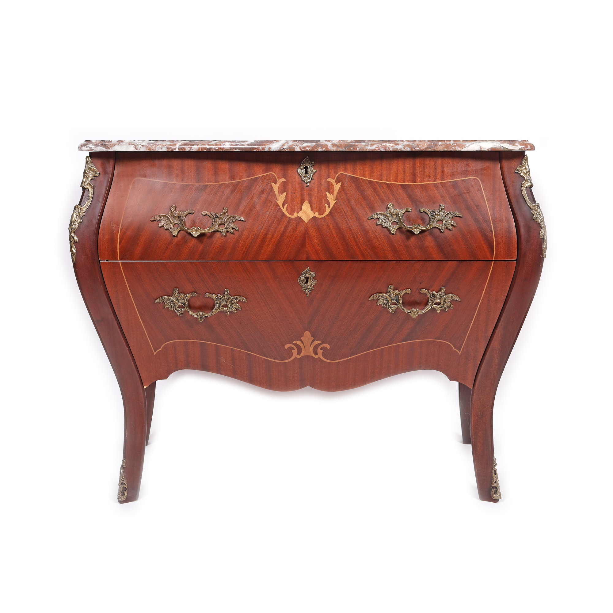 Comodă de inspirație Louis XV, cu blat din marmură 