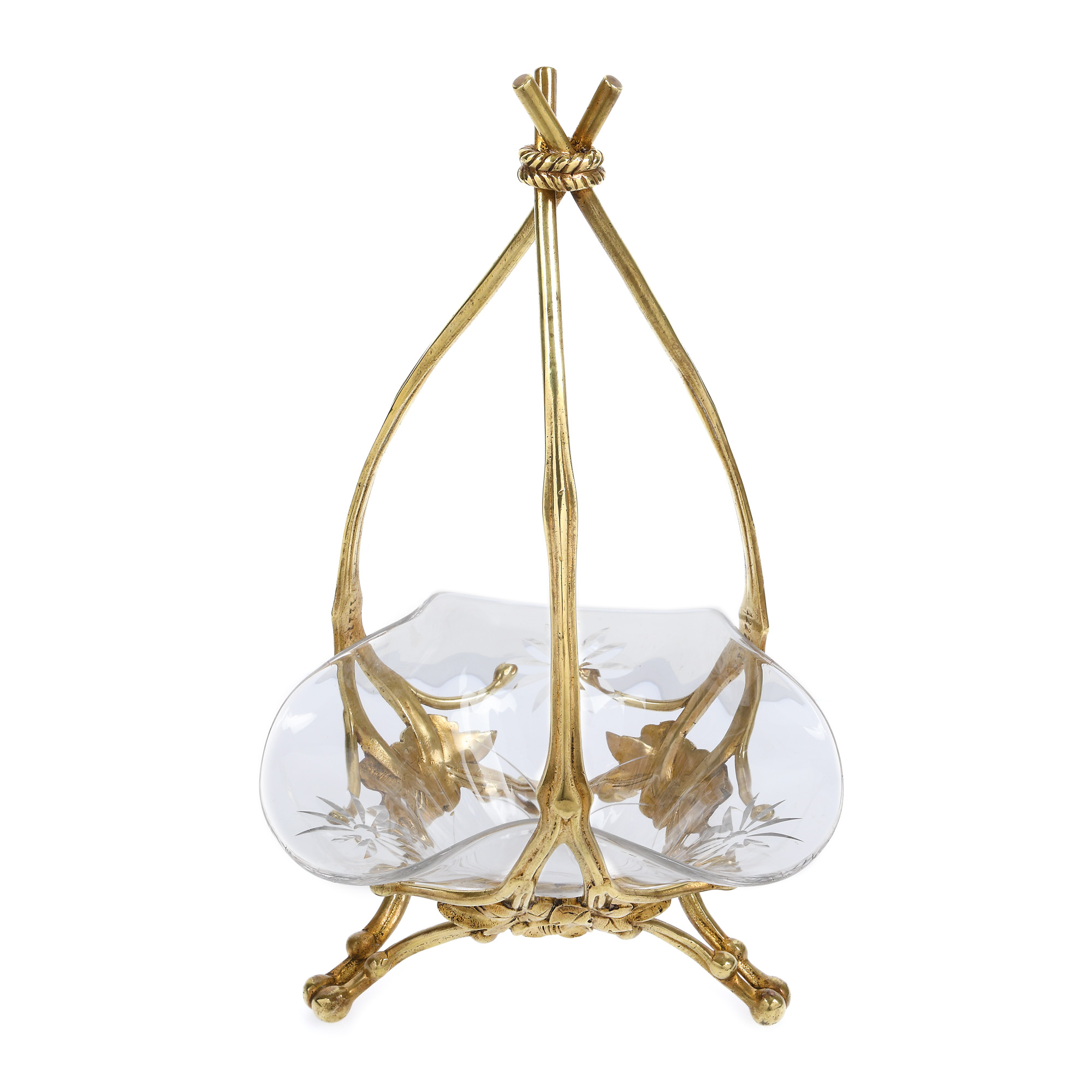 Fructieră Art Nouveau din bronz aurit și cristal Baccarat, cca. 1900