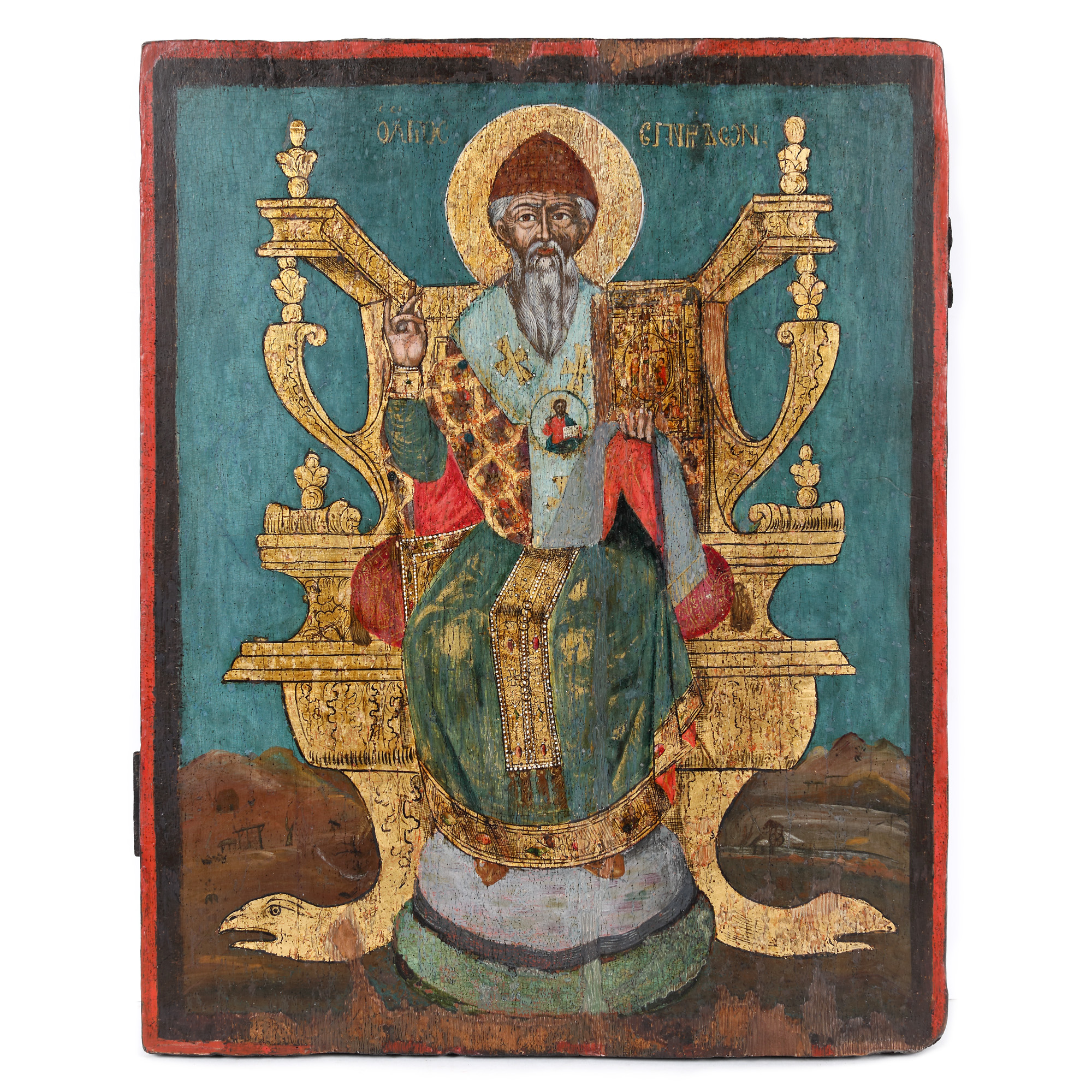 "Saint Spyridon", icon on wood, Greek school, mid-18th century, collector's item