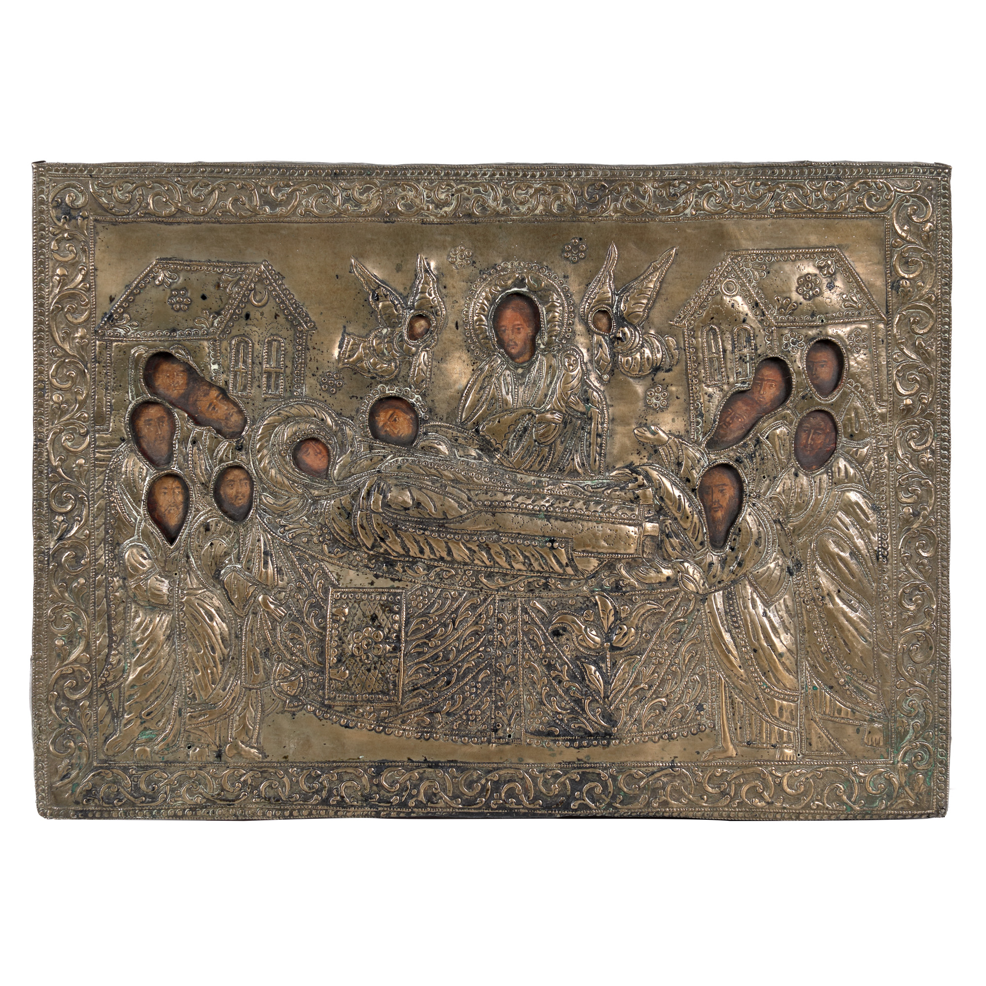 "The Assumption of Mary into Heaven", icon on wood, with ferrule, Russian school, mid-19th century