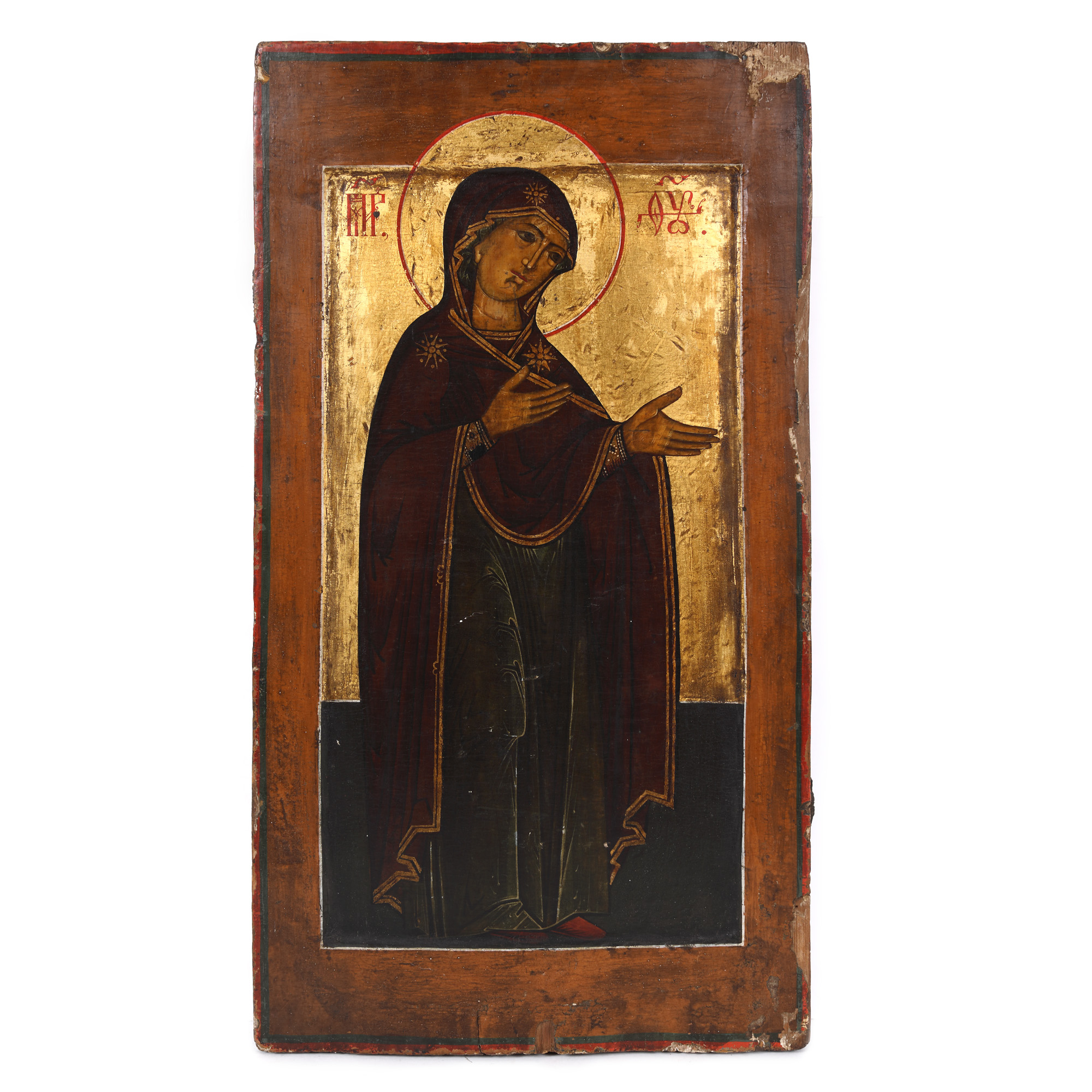"Virgin Mary", icon on wood, Russian school, late 18th century - early 19th century