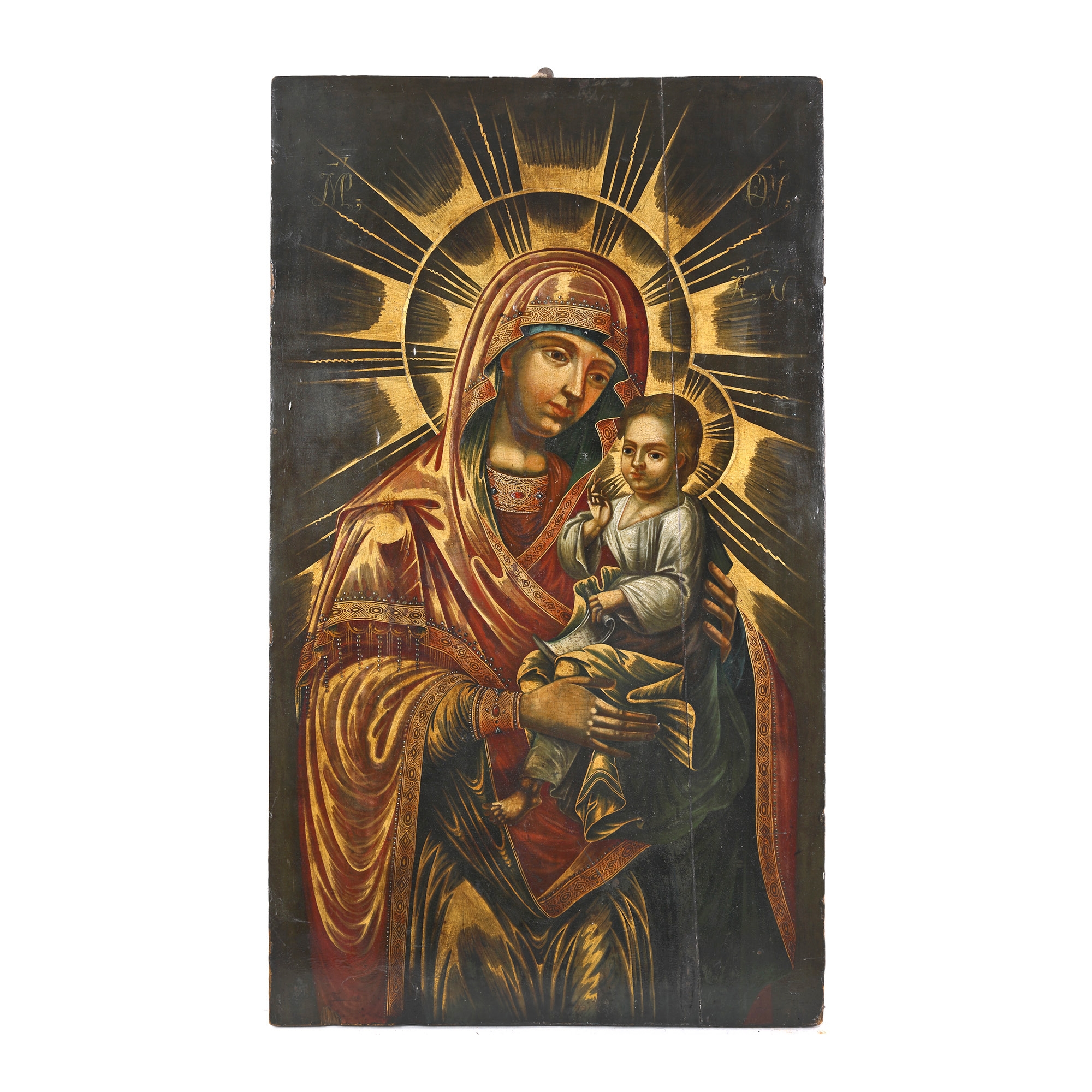 "Mother of God with Christ Child (Hodegetria)", royal icon on wood, Romanian school, first half of the 19th century