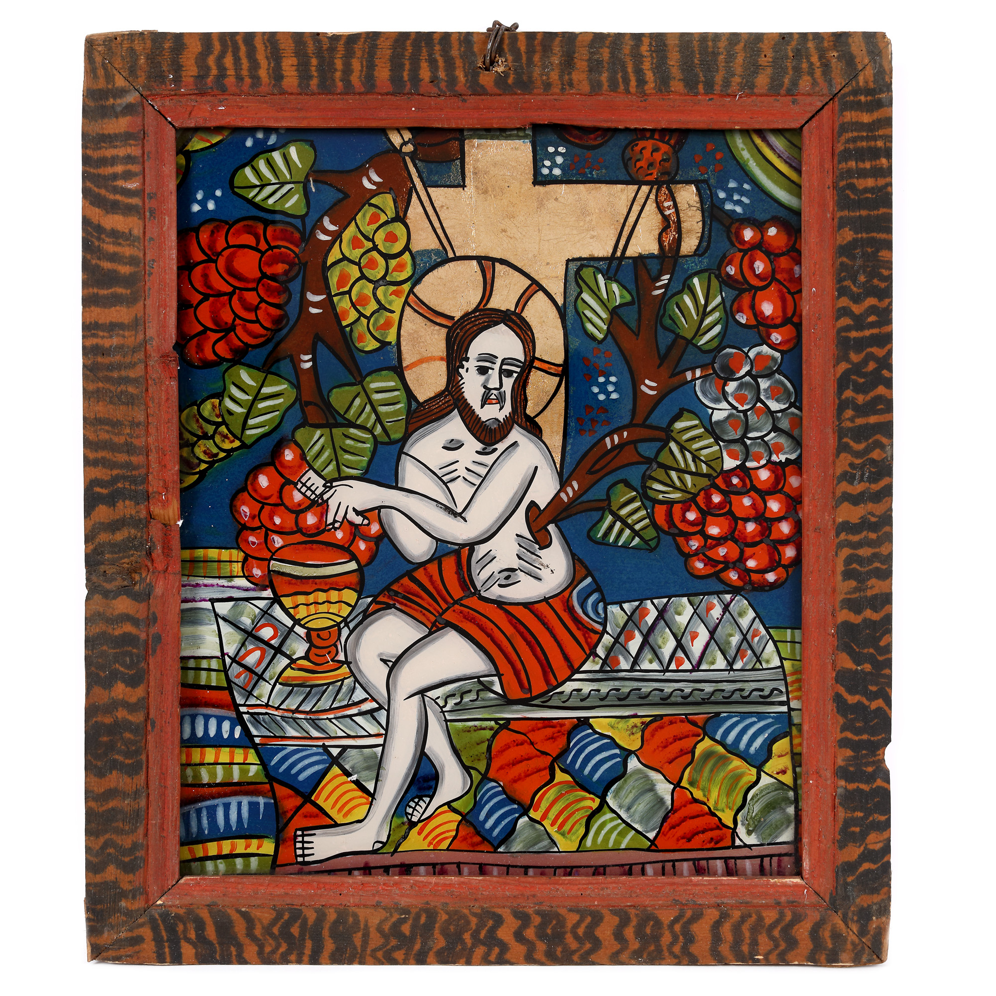 "Jesus The True Vine", icon on glass, Șcheii Brașovului workshop, second half of the 19th century
