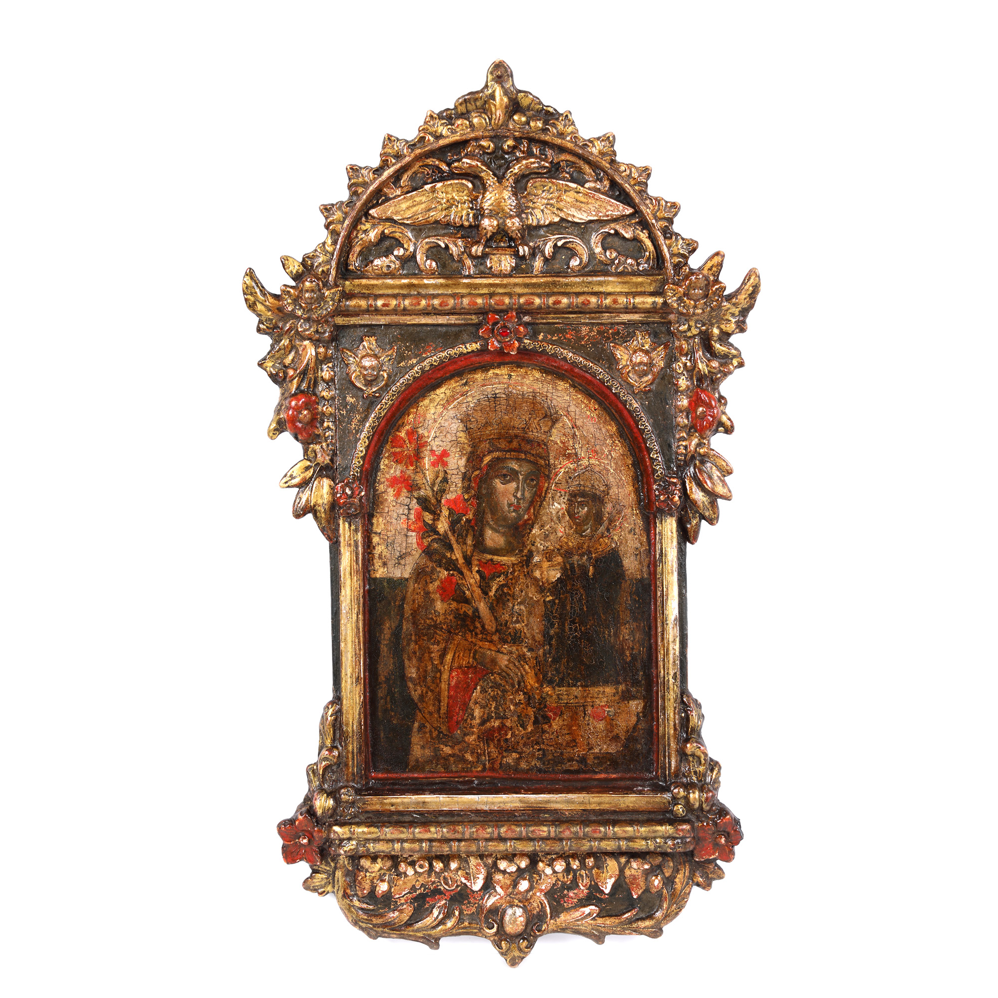 "Mother of God with Christ Child - The Unveiled Rose", icon on wood, Greek school, late 17th century, collector's item