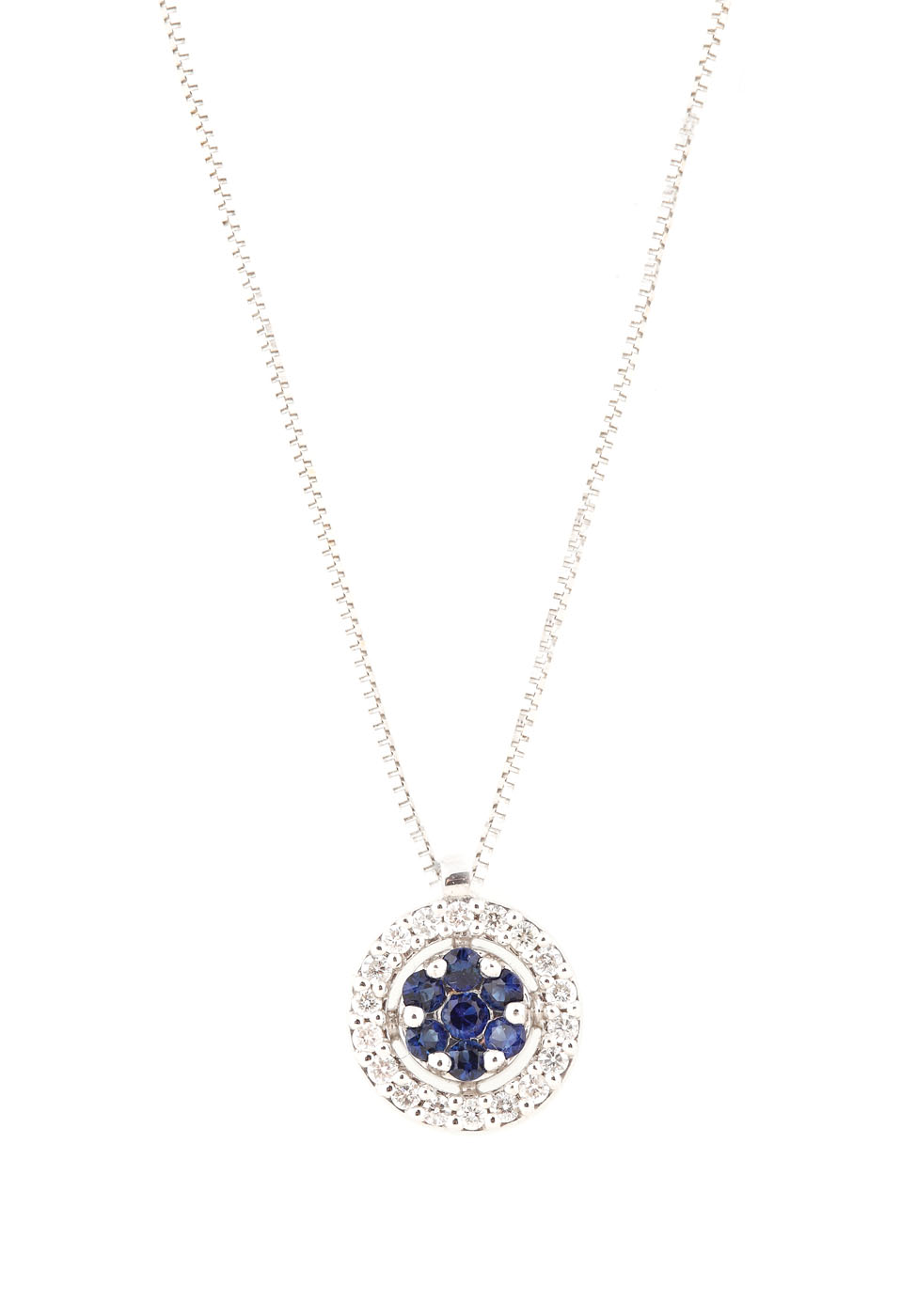 Yukiko white gold pendant, set with sapphires and diamonds