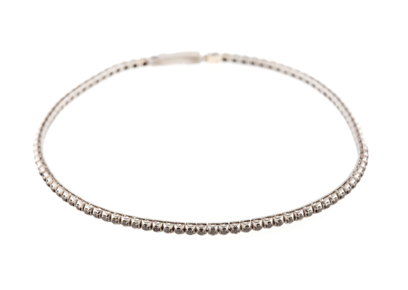 Yukiko white gold tennis bracelet, set with black diamonds, with warranty certificate