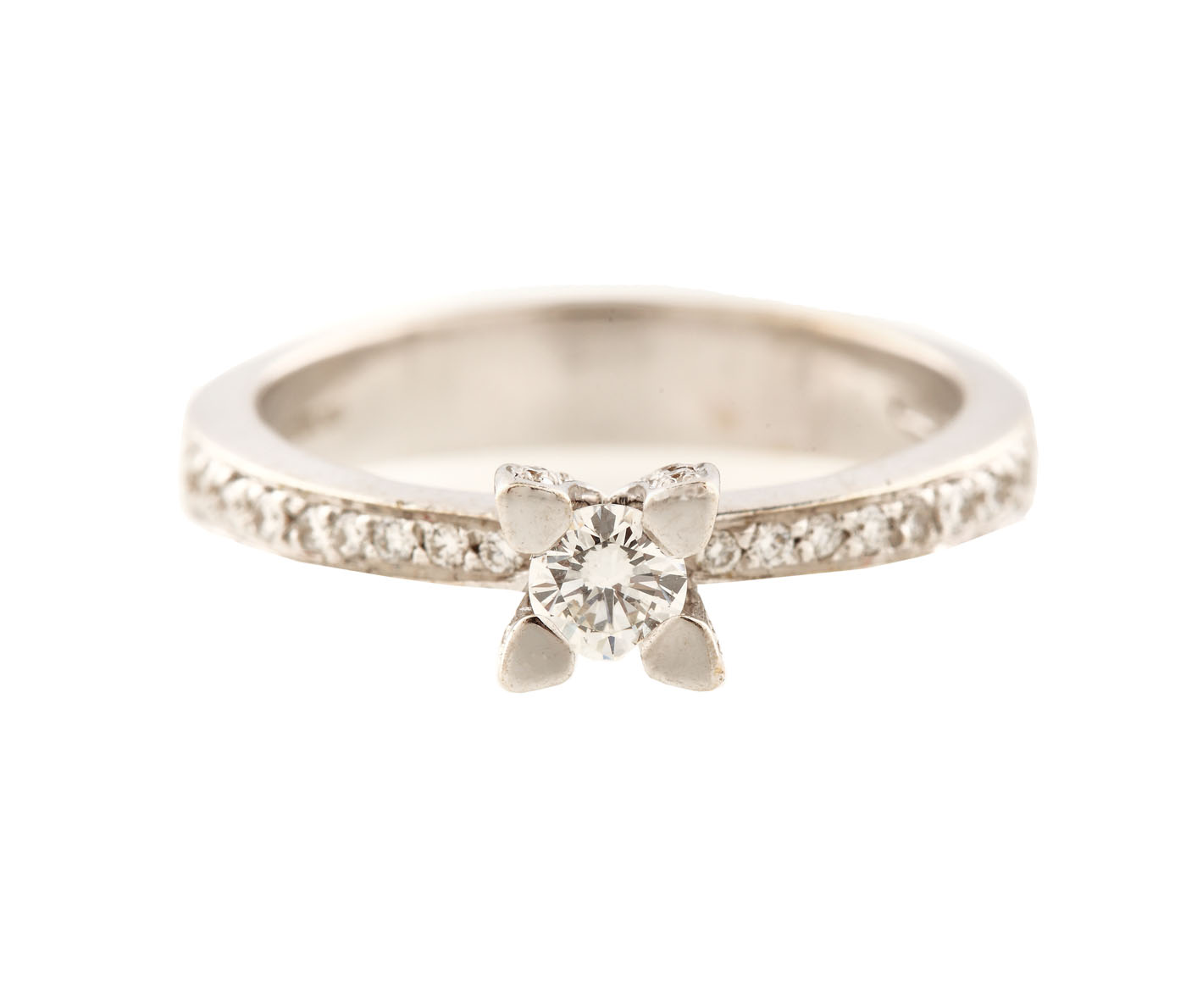 Inel solitaire Giorgio Visconti, din aur alb, decorat cu diamante