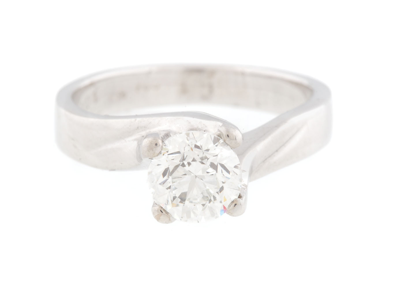 Inel solitaire din aur alb, ornat cu diamant