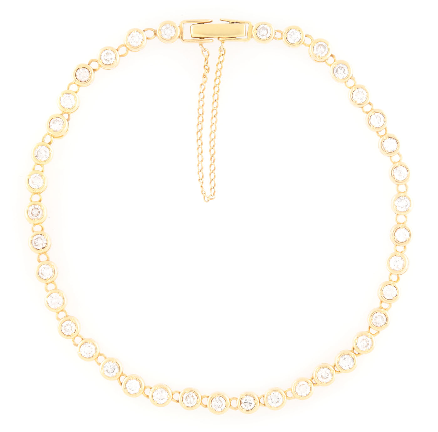 Gold tennis bracelet, set with diamonds