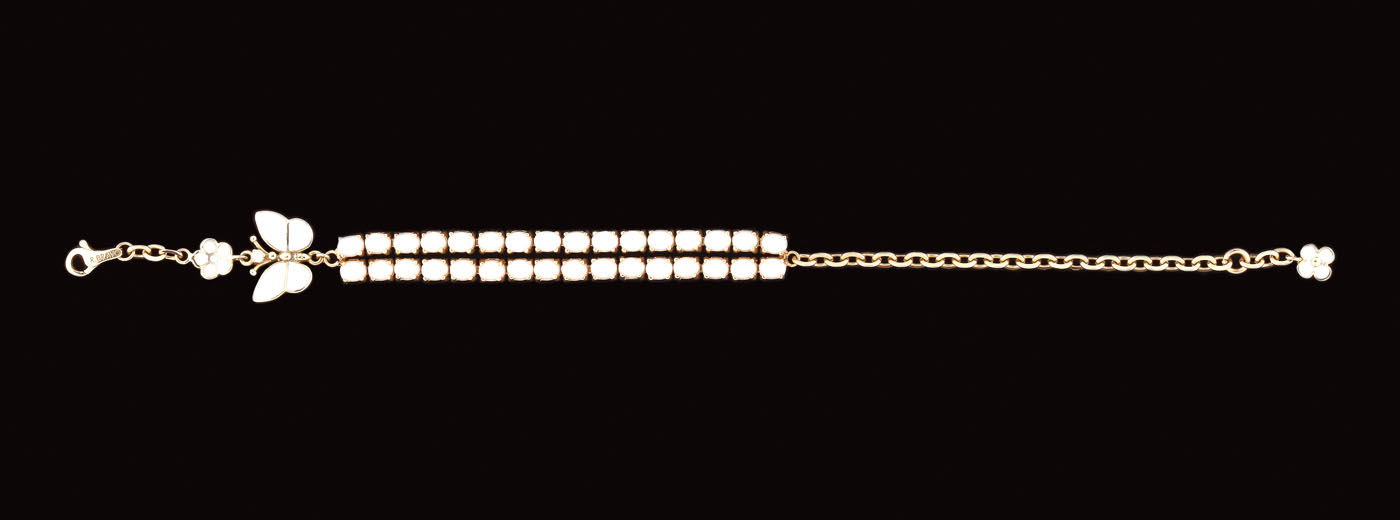 Roberto Bravo gold bracelet, White Dreams collection, decorated with diamond, white agate and enamel