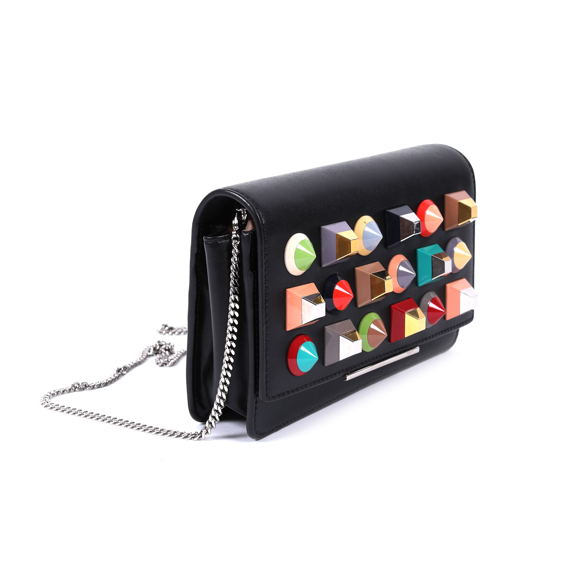 Poșetă Fendi, Studded Wallet, din piele, decorată cu ținte multicolore