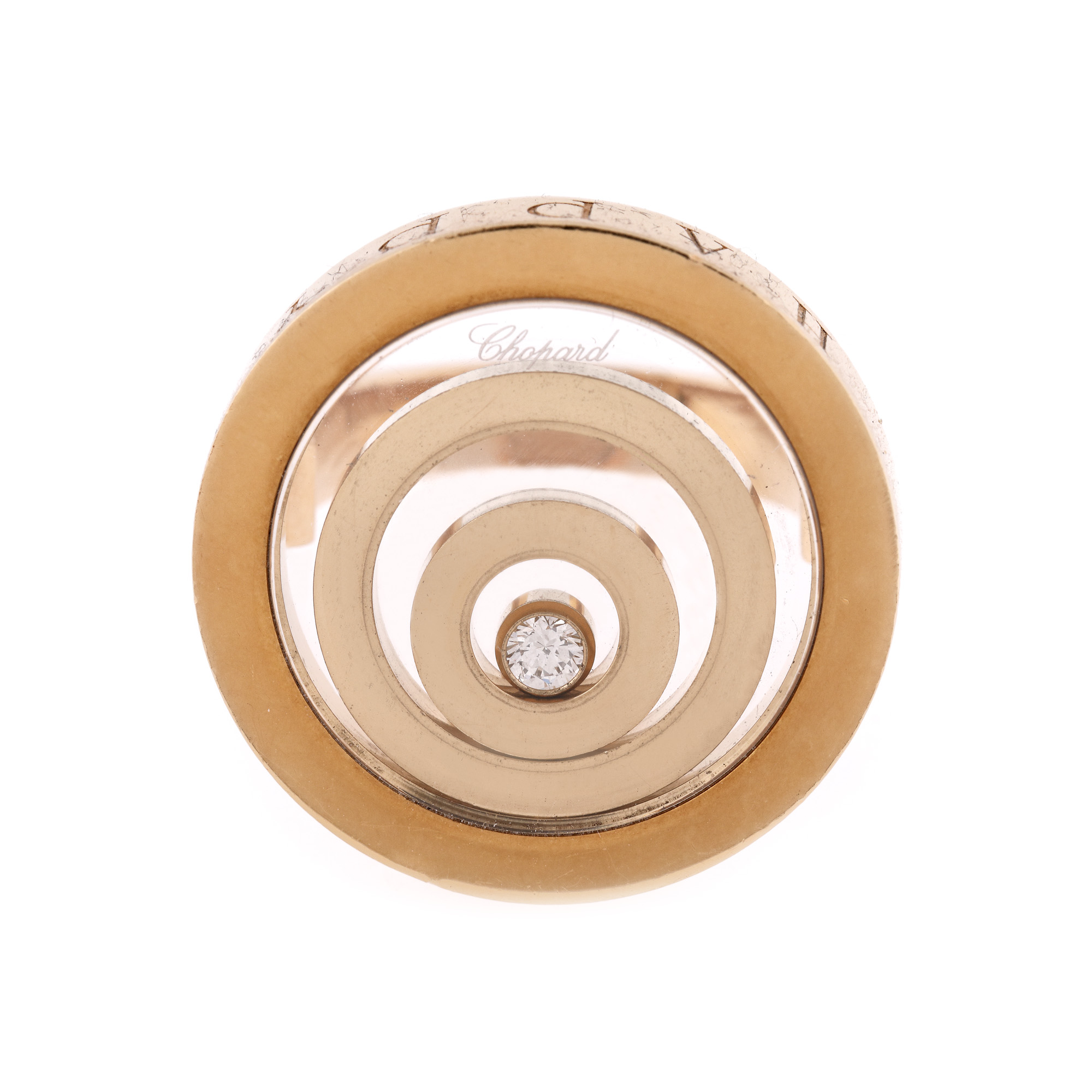 Inel Chopard Happy Spirit din aur, decorat cu un diamant mobil
