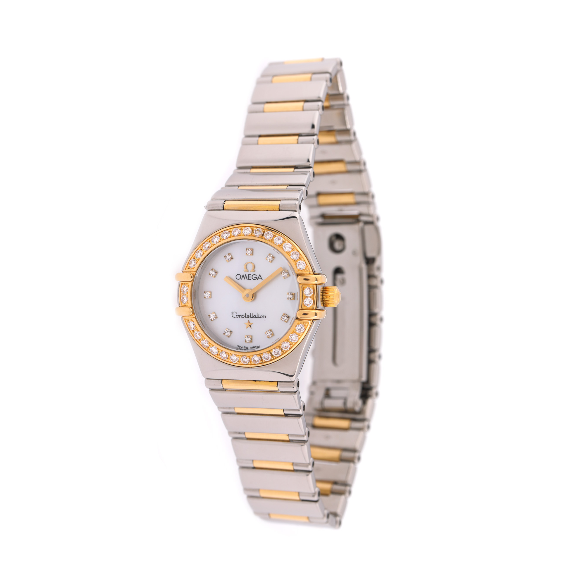 Ceas Omega Constellation, de mână, de damă, ornat cu diamante, însoțit de card de garanție