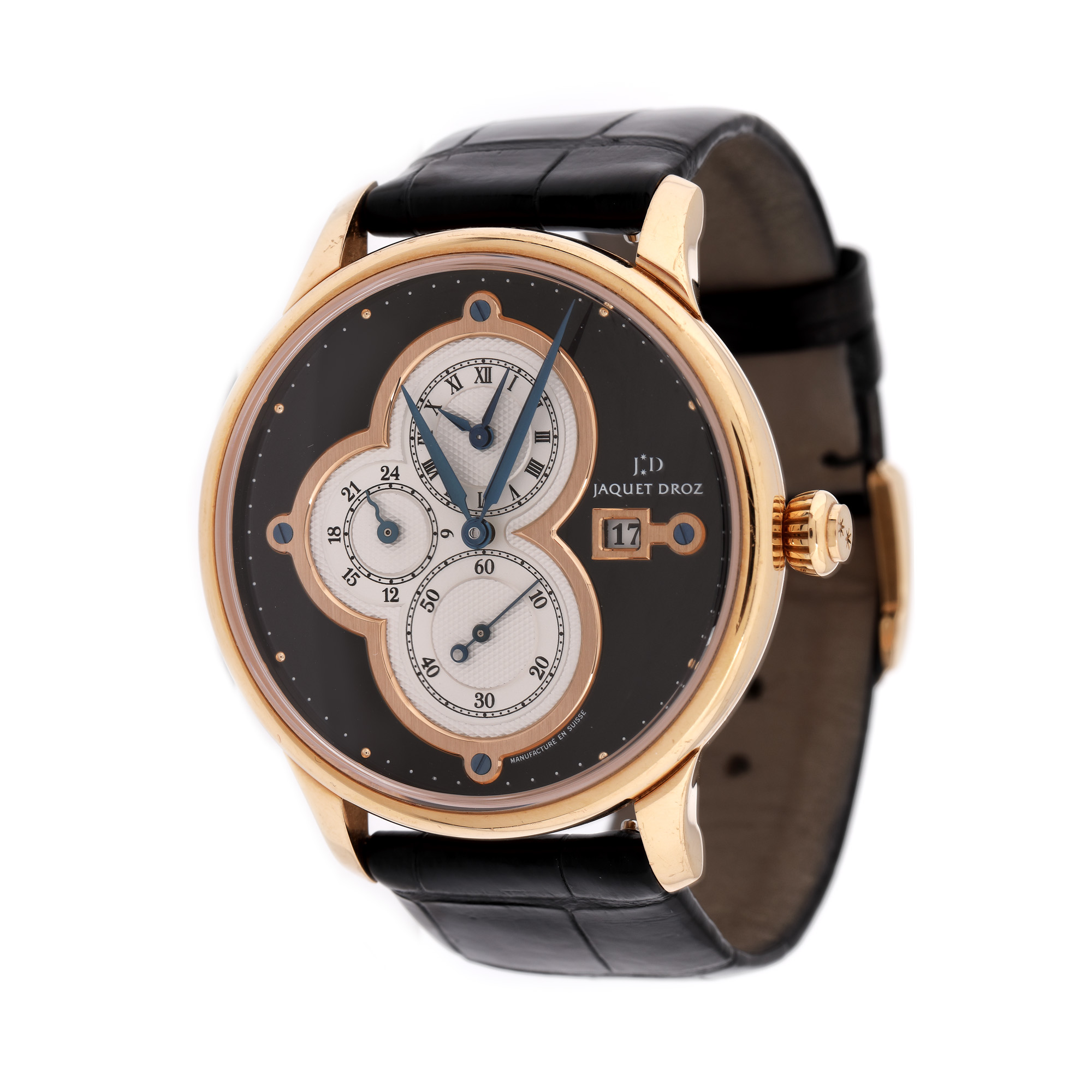 Ceas Jaquet Droz Astrale The Time Zone, din aur roz, de mână, bărbătesc