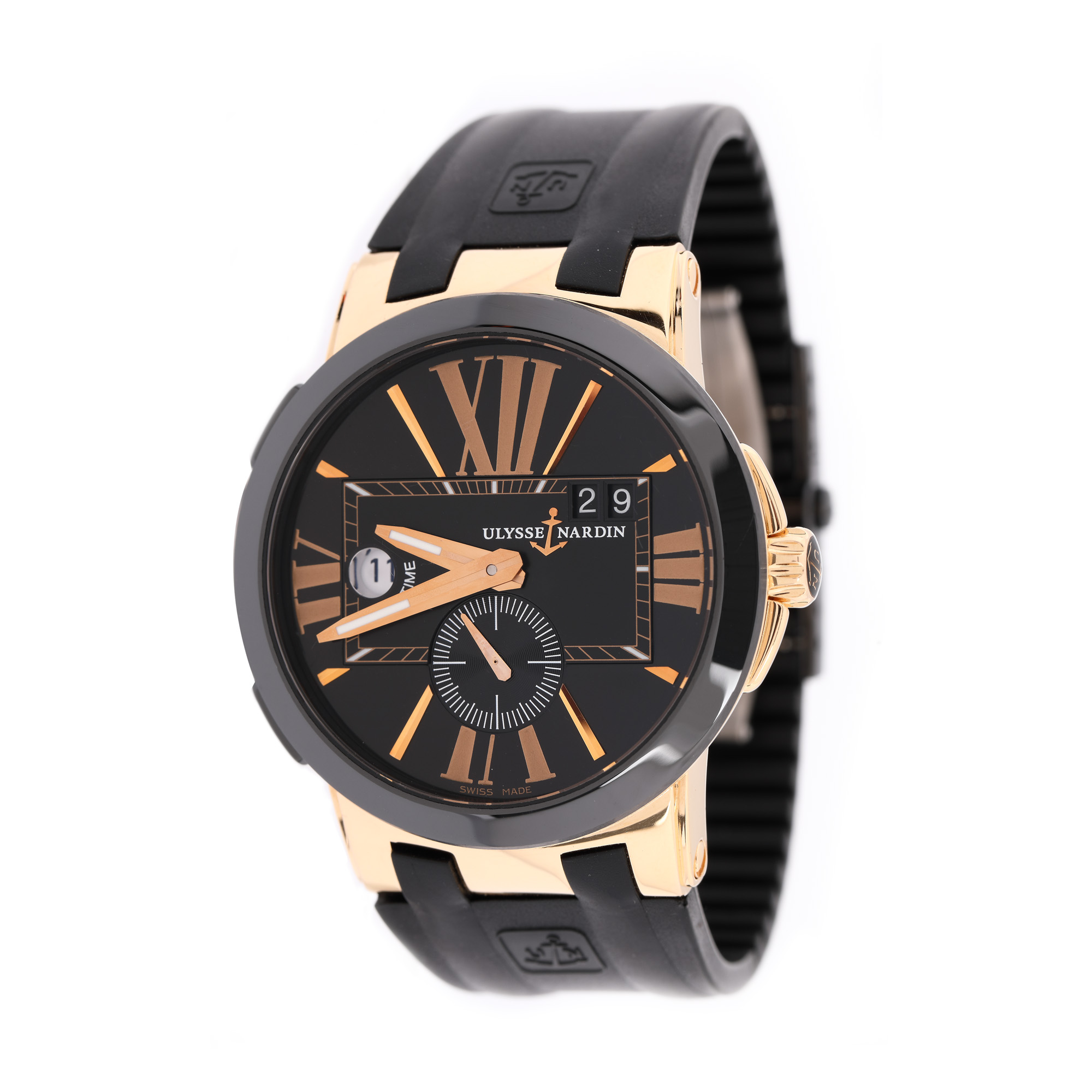 Ulysse Nardin Executive Dual Time wristwatch, gold, men, guarantee card
