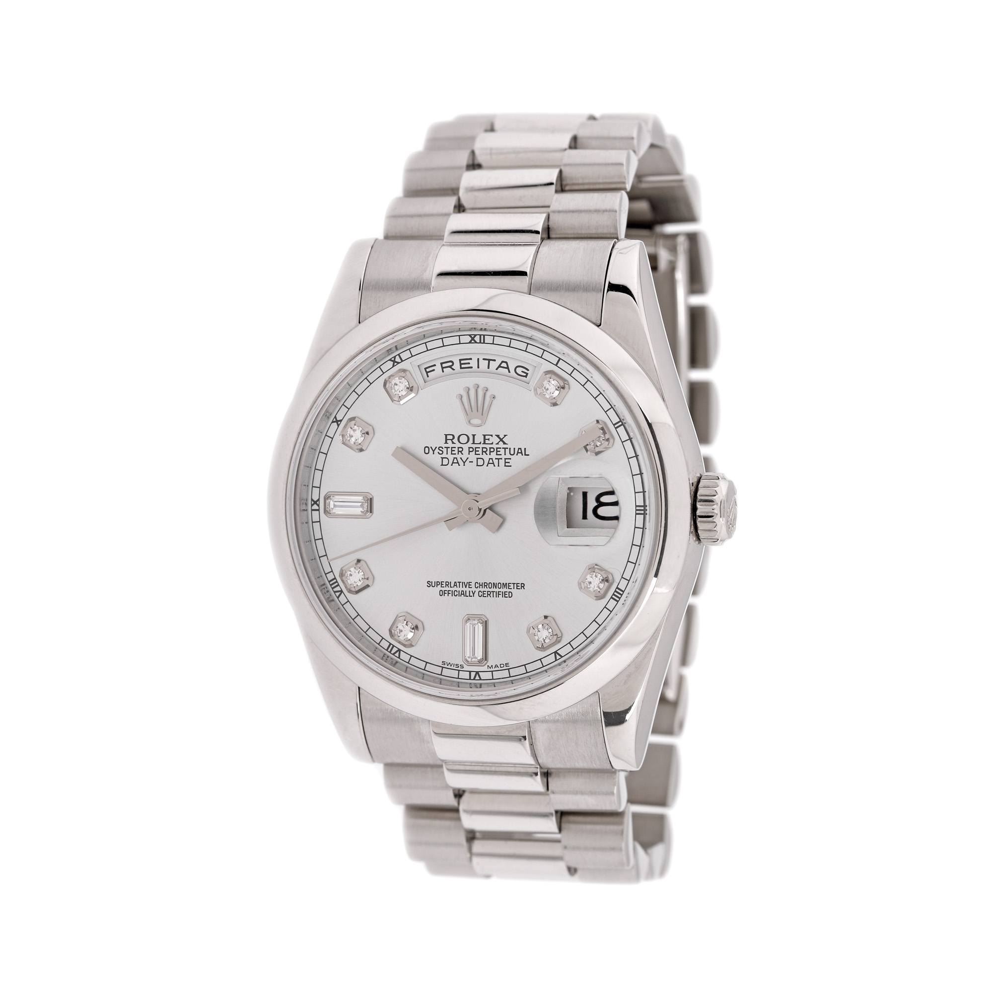 Ceas Rolex Oyster Perpetual din platină, de mână, unisex, însoțit de cadran de schimb și acte de proveniență