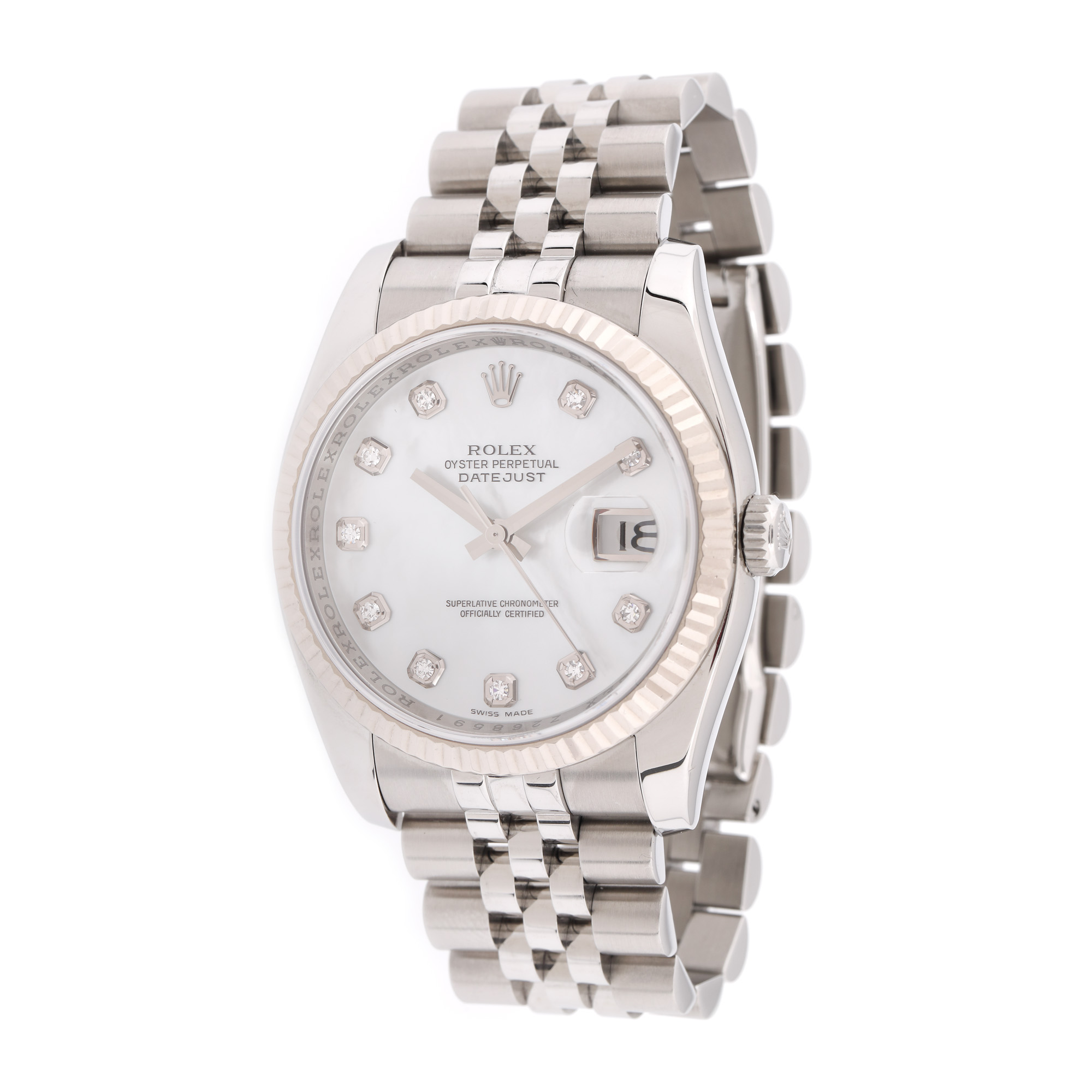 Ceas Rolex Oyster Perpetual Datejust, de mână, unisex, decorat cu sidef și briliante