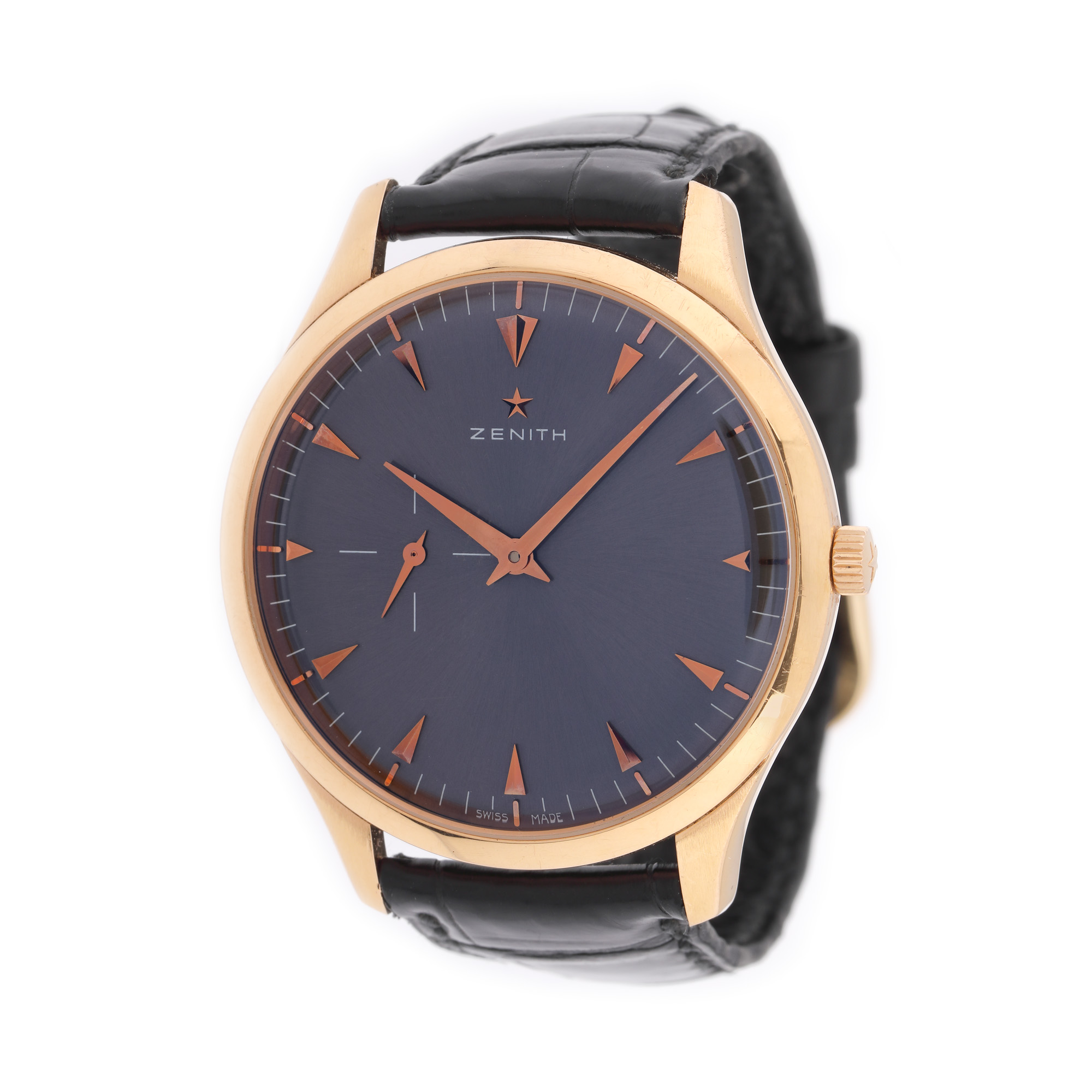 Zenith Ultra Thin wristwatch, rose gold, men, provenance documents, guarantee card