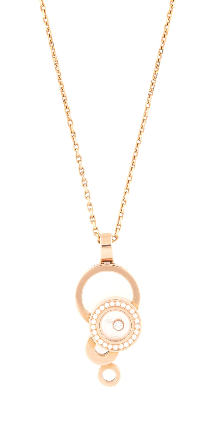 Colier Chopard Happy Diamonds Bubbles, din aur roz, decorat cu diamante