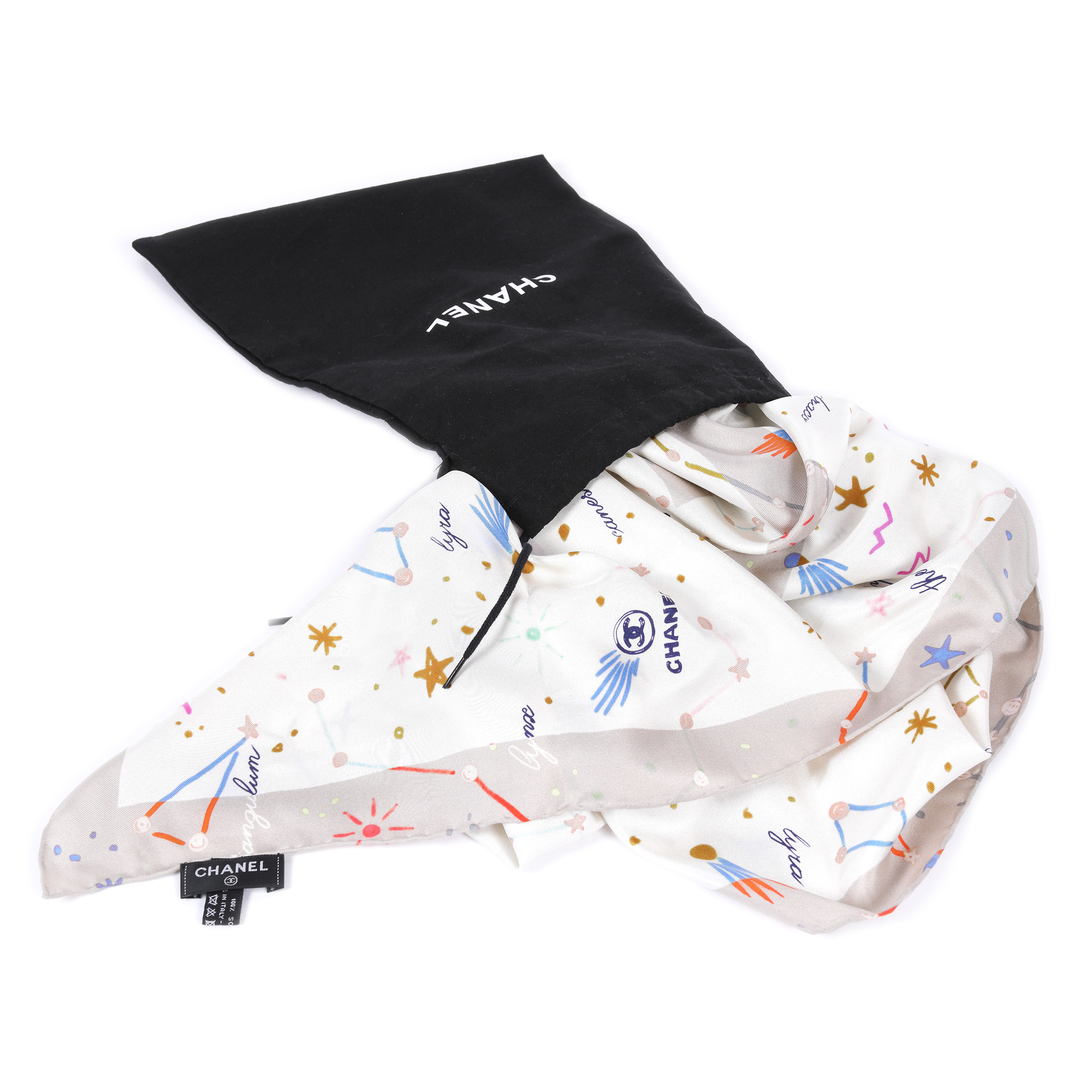 Chanel scarf, Constellations CC, silk