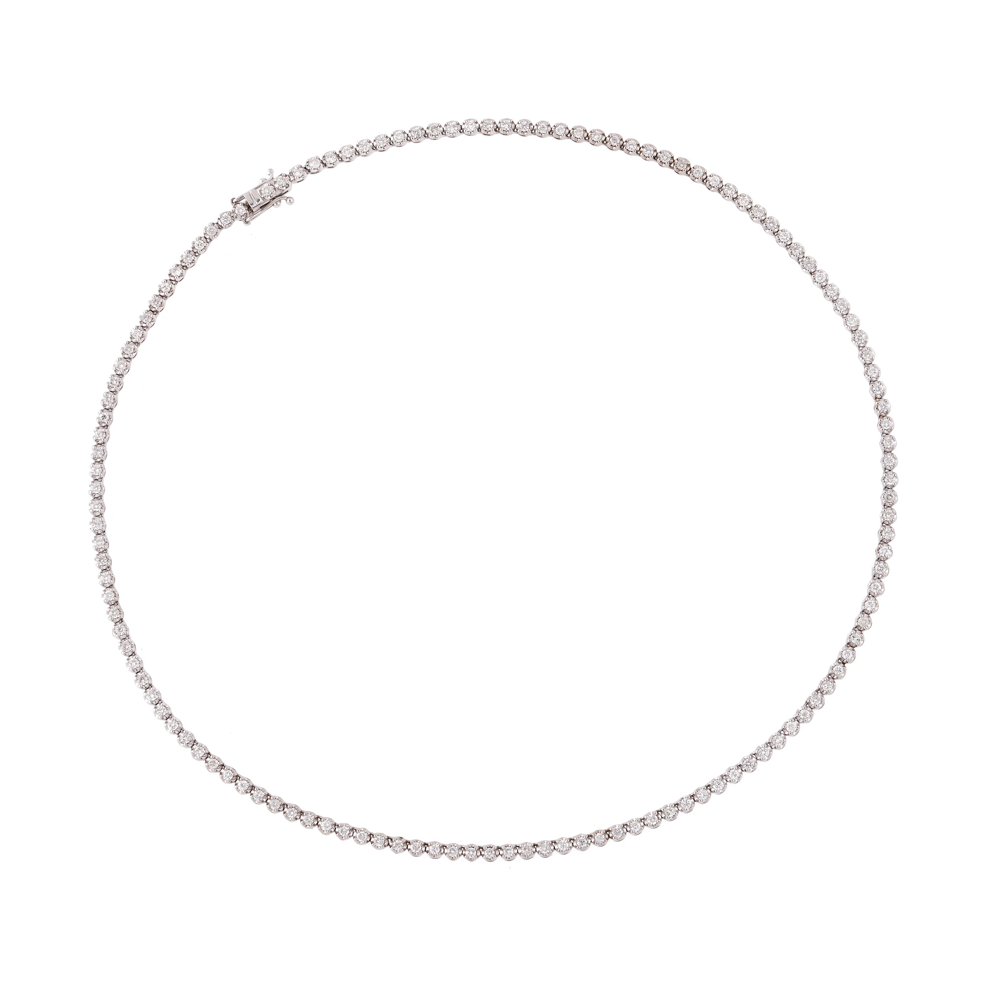 Colier tennis din aur alb, pavat cu diamante