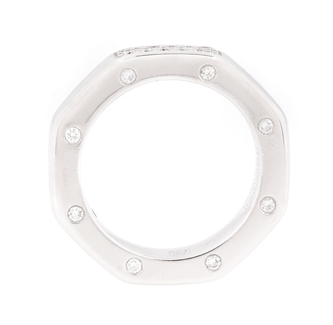 Inel Audemars Piguet Royal Oak, din aur alb, decorat cu diamante