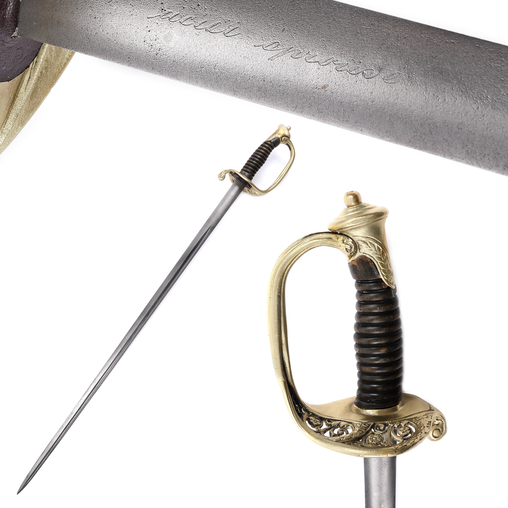 Sabie de ofițer de infanterie, cu teacă, model 1845/55, Franța, jumătatea sec. XIX