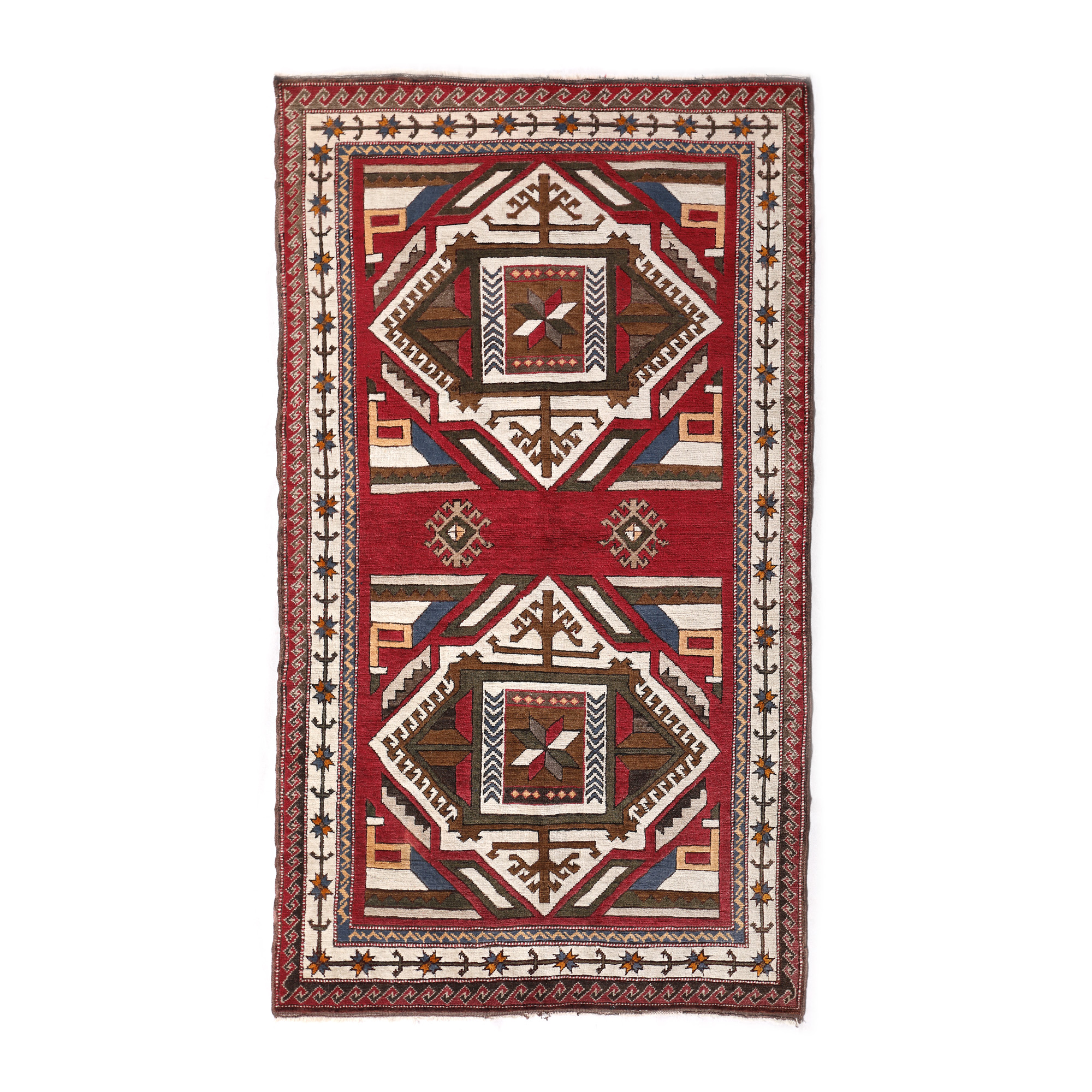 Kars wool rug, decorated with stylized geometrical motifs and "tarantulas", Turkey