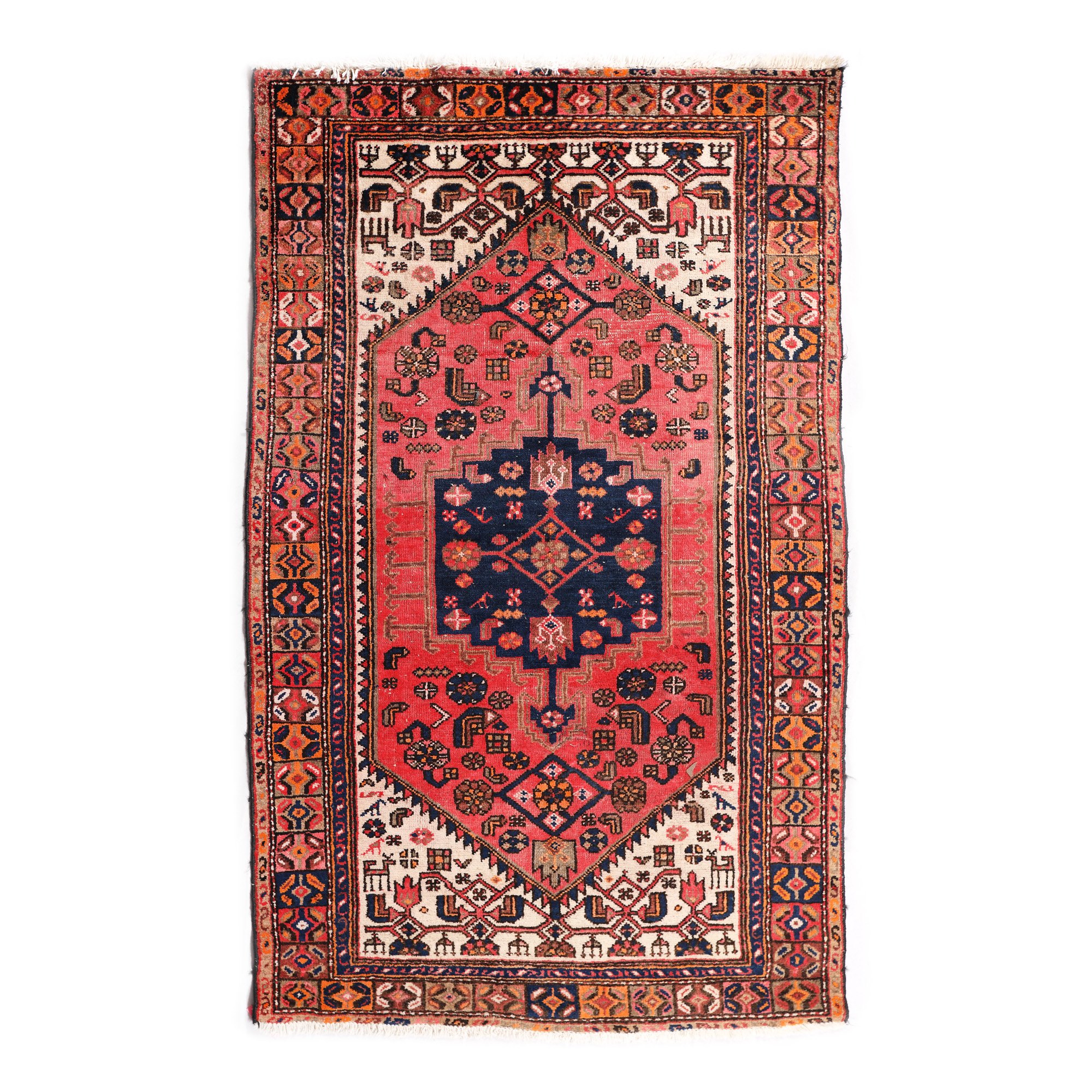 Hamadan wool rug, decorated with tribal motifs, Iran