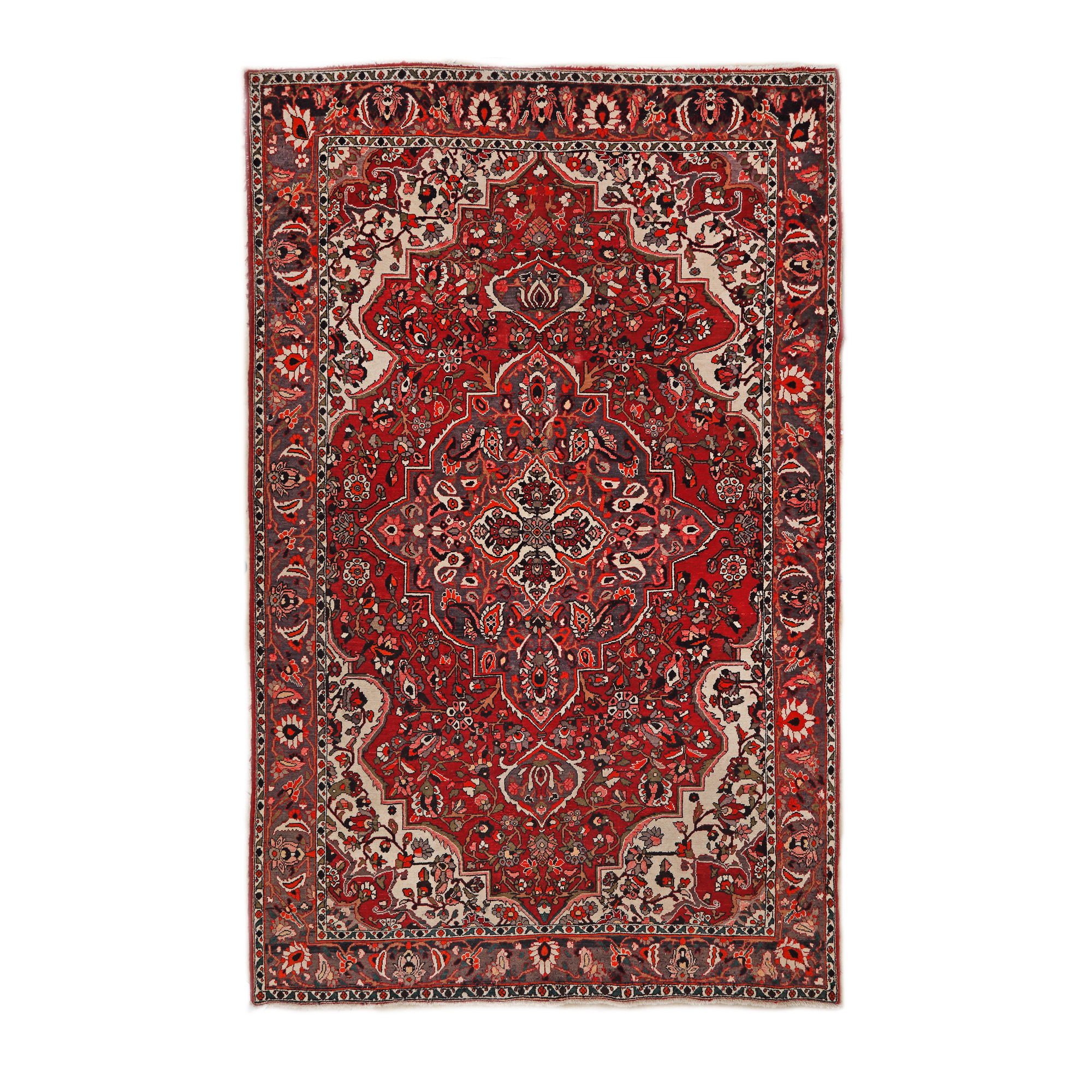 Covor Kashan din lână, decorat cu motive florale stilizate, Iran