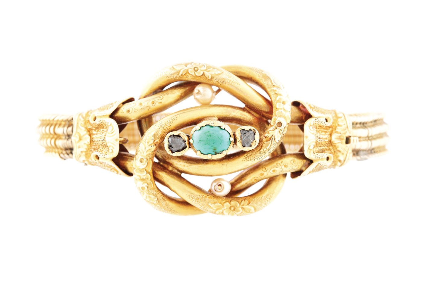 Gold bracelet set with turquoise, diamonds and pearl, ca. 1900