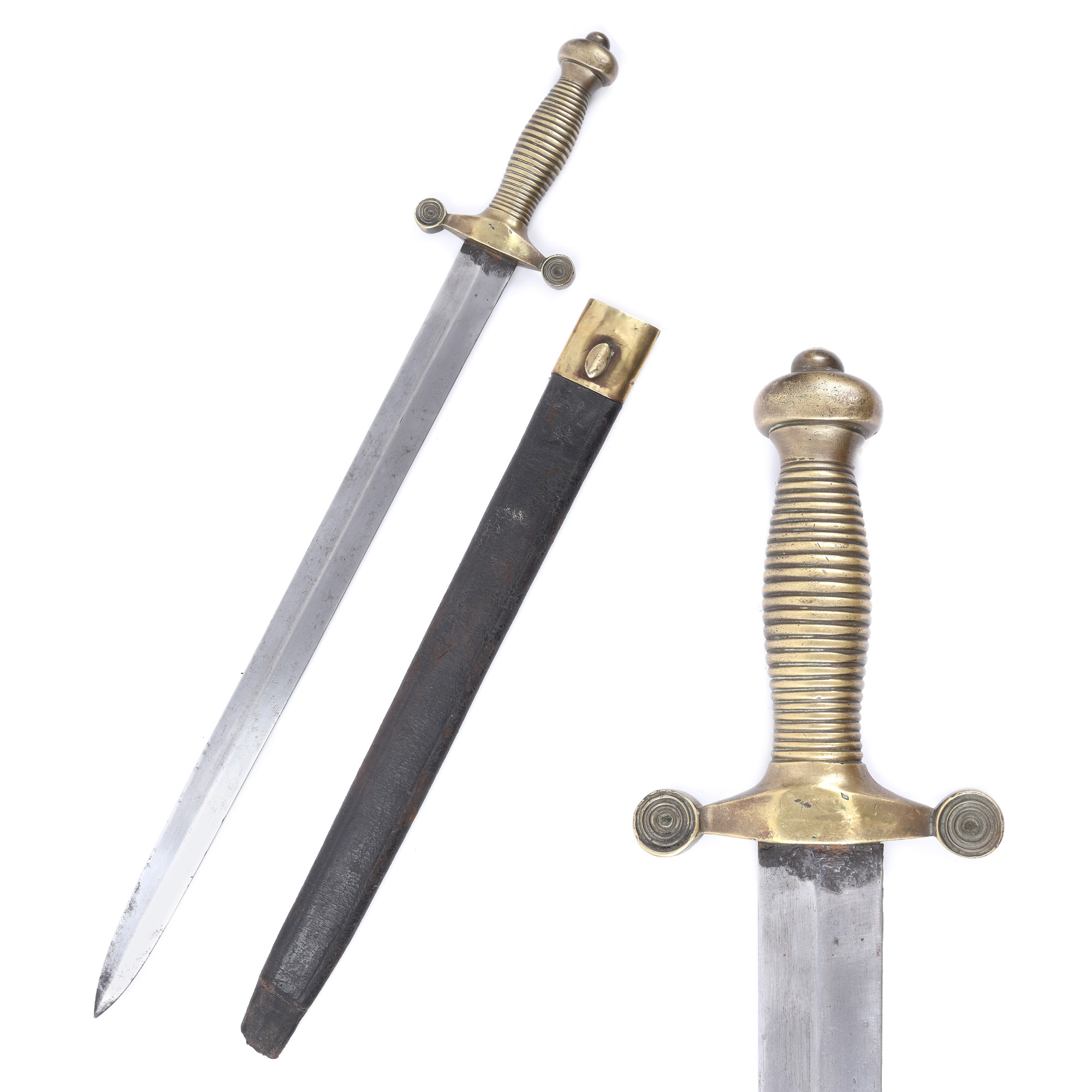 Artillery tesac (short sword), with sheath, model 1855, France, approx. 1850