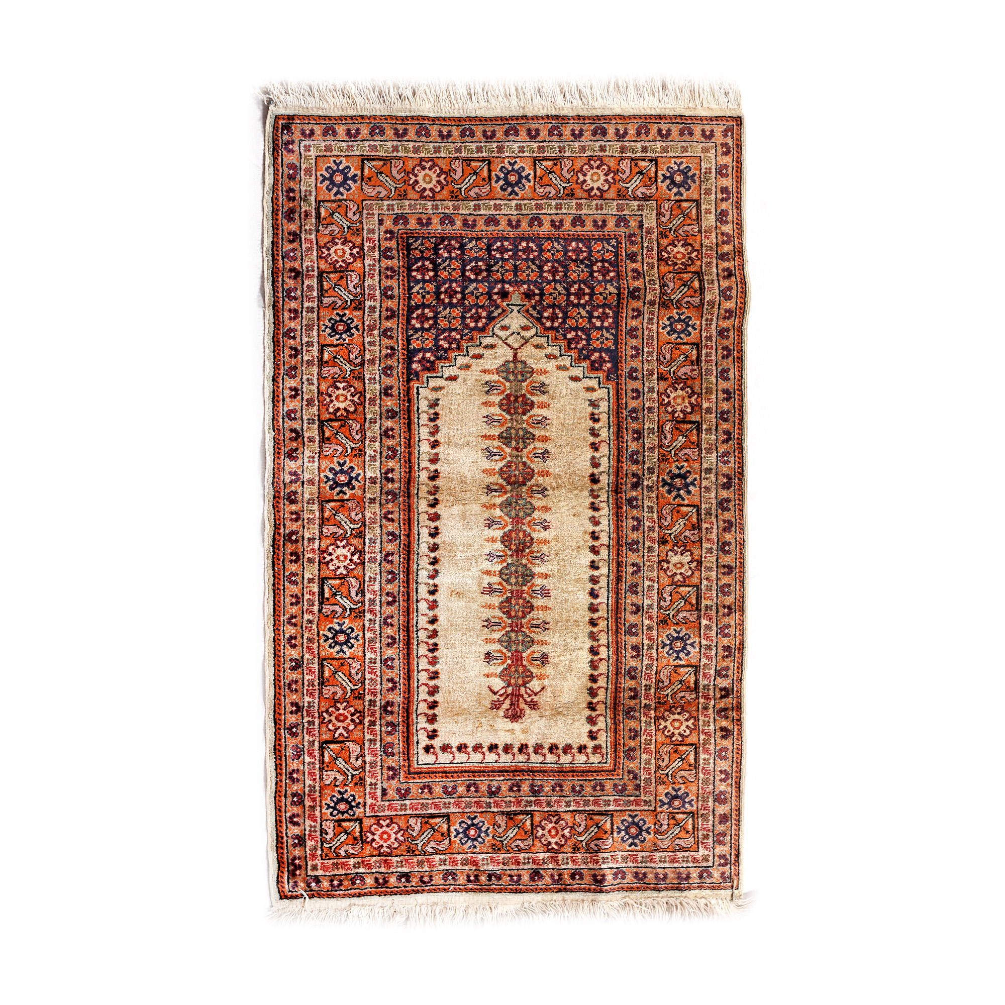 Kayseri prayer mat, silk on cotton warp, decorated with the tree of life, Turkey, approx. 1930