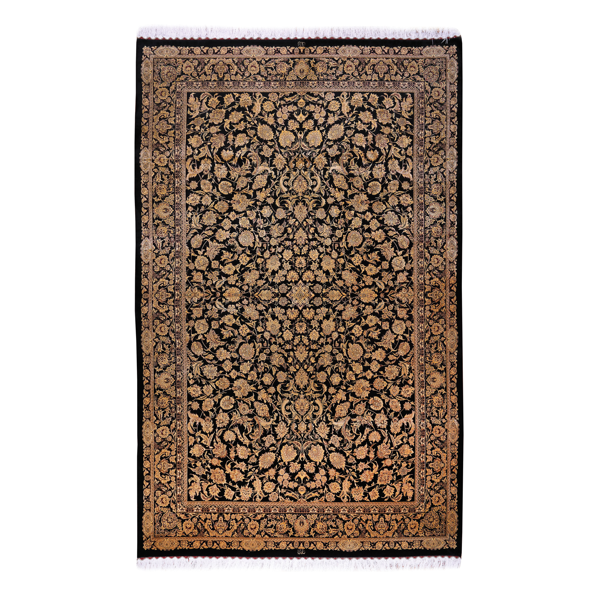 Qum (Ghom) silk rug on silk warp, decorated with rich floral motifs, Iran, signed