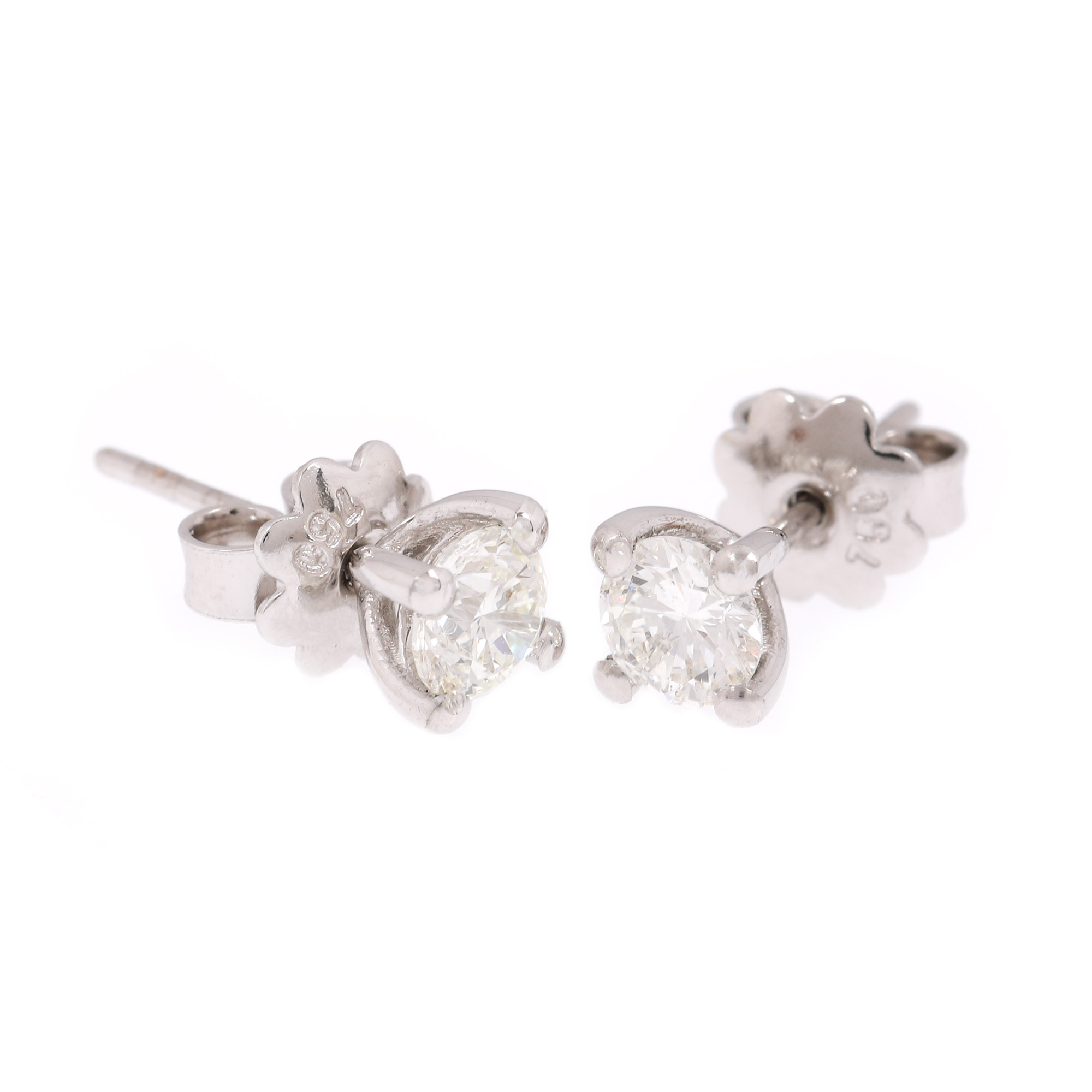 Pair of gold earrings, adorned with diamonds