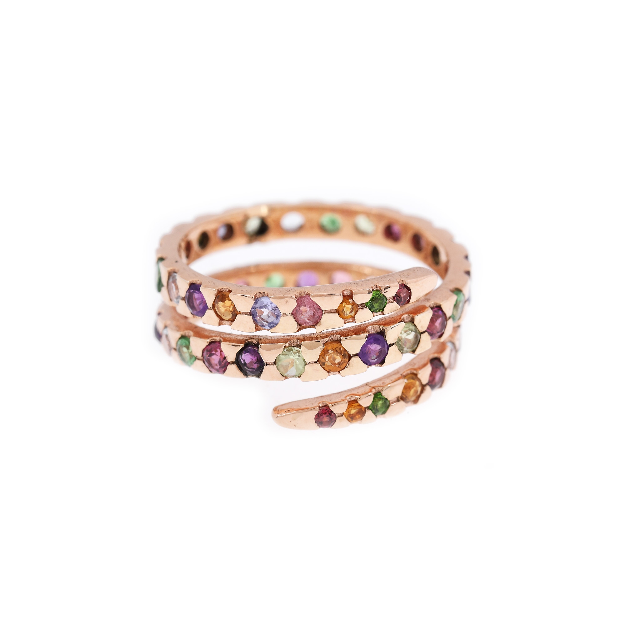 Gilded silver ring, decorated with semi-precious stones