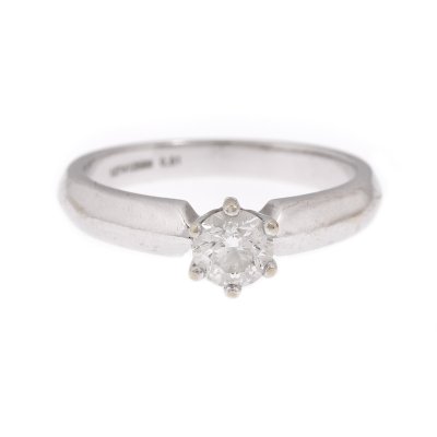 Inel Christ, din aur alb, cu diamant solitaire