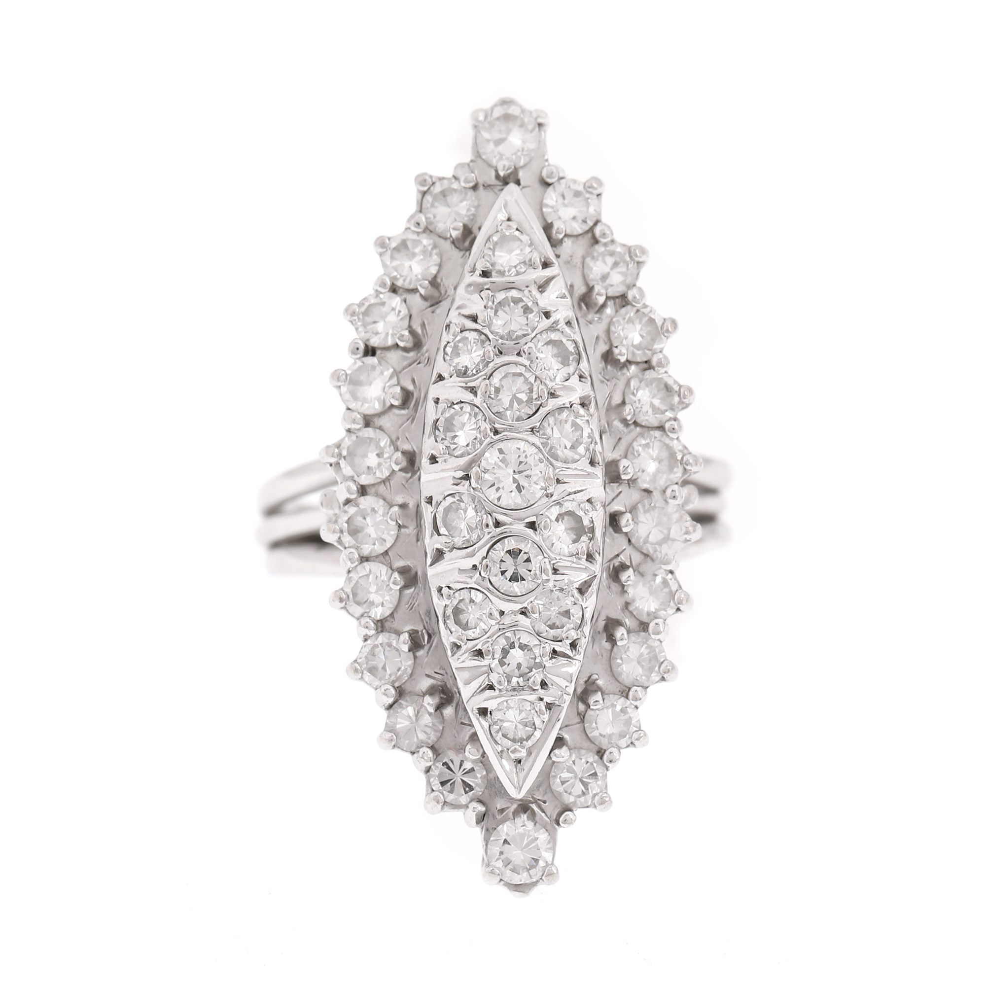White gold ring, adorned with diamonds
