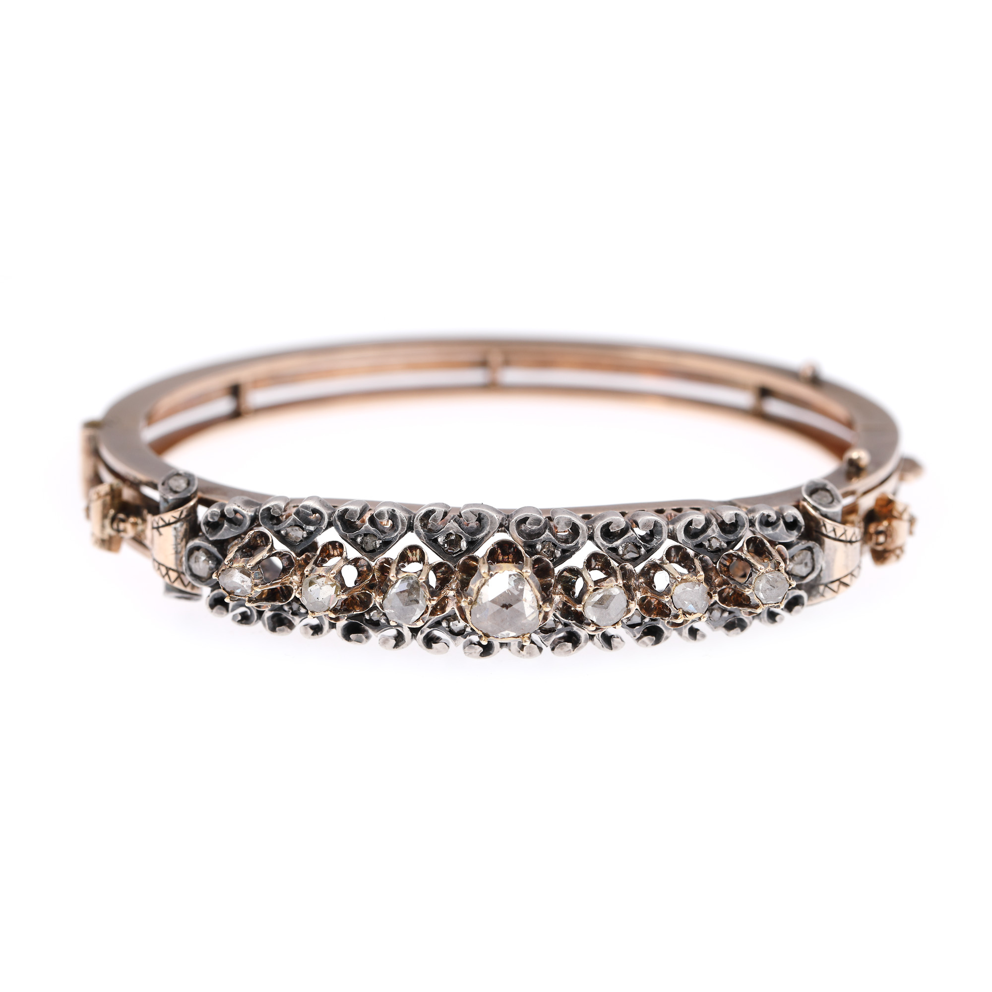 Vintage gold and silver bracelet, decorated with diamonds
