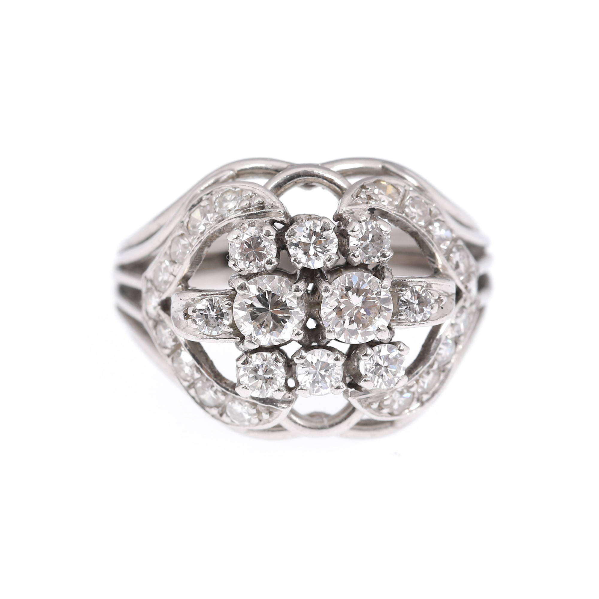 Platinum ring, decorated with diamonds